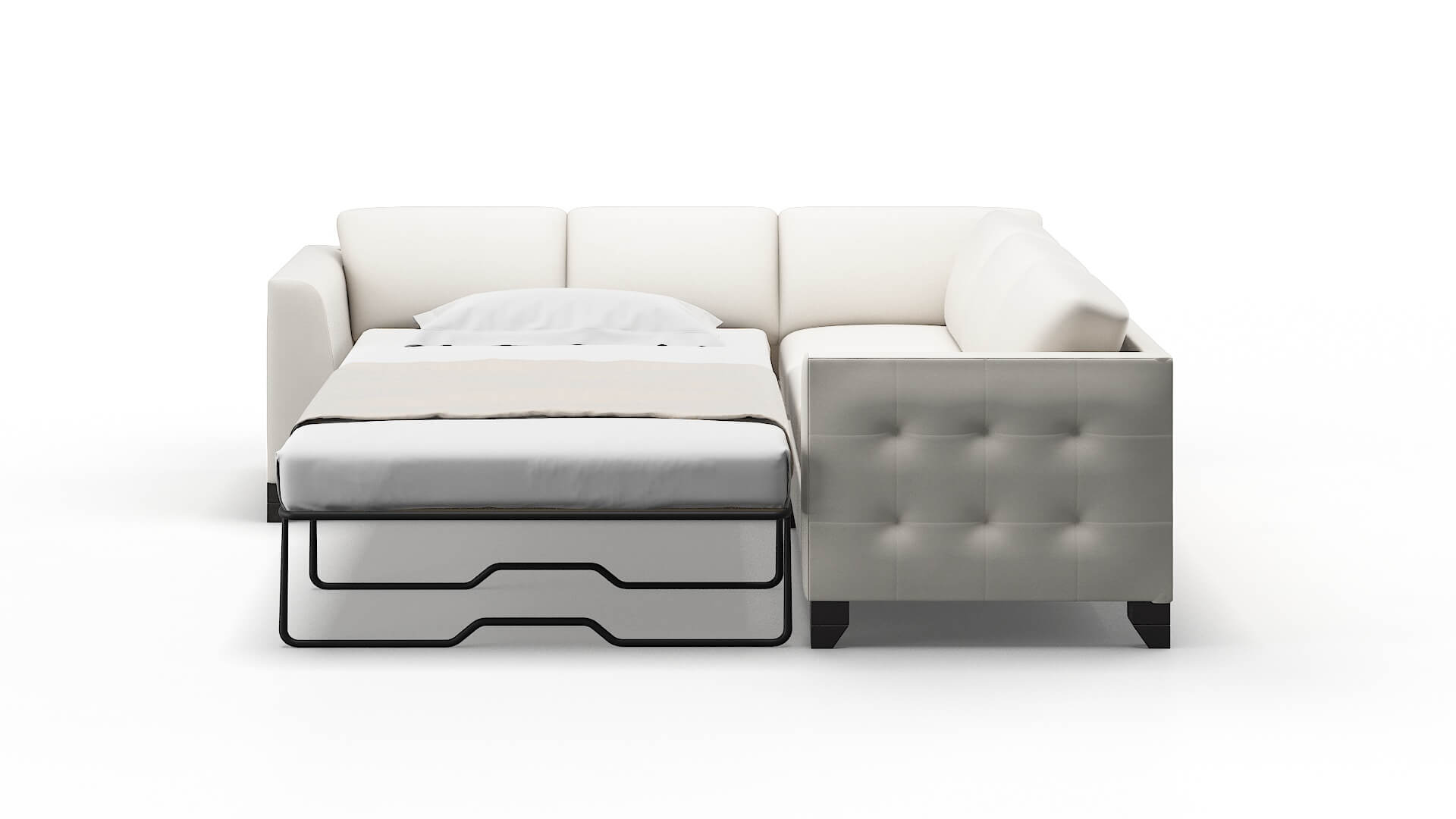 Paris Venice Eggshell Sectional Sleeper Espresso legs 1