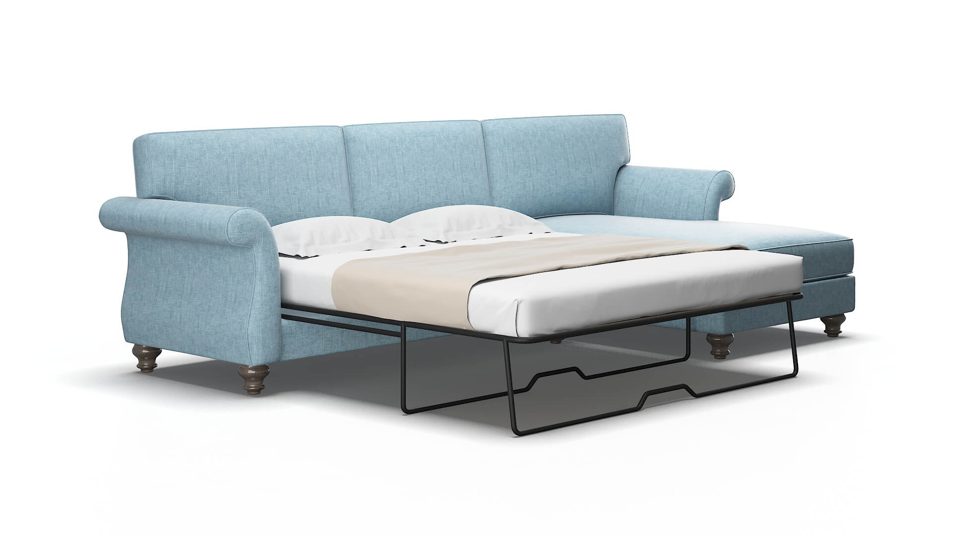 Pisa Atlas Turquoise Panel Sleeper Espresso legs 2