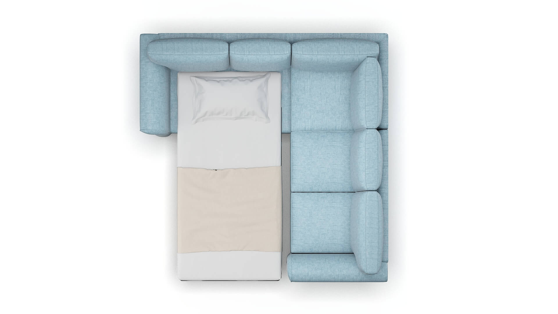 Pisa Atlas Turquoise Sectional Sleeper Espresso legs 3