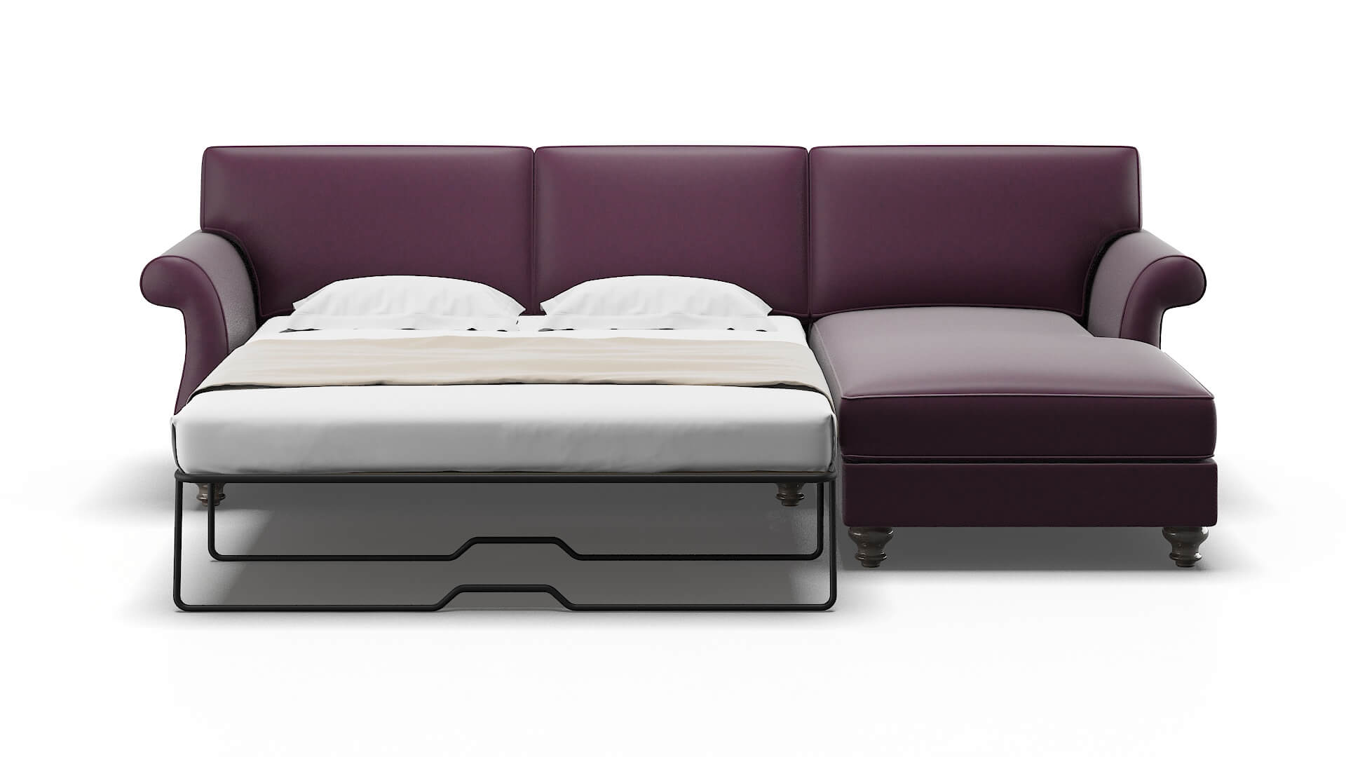 Pisa Bella Aubergine Panel Sleeper Espresso legs 1