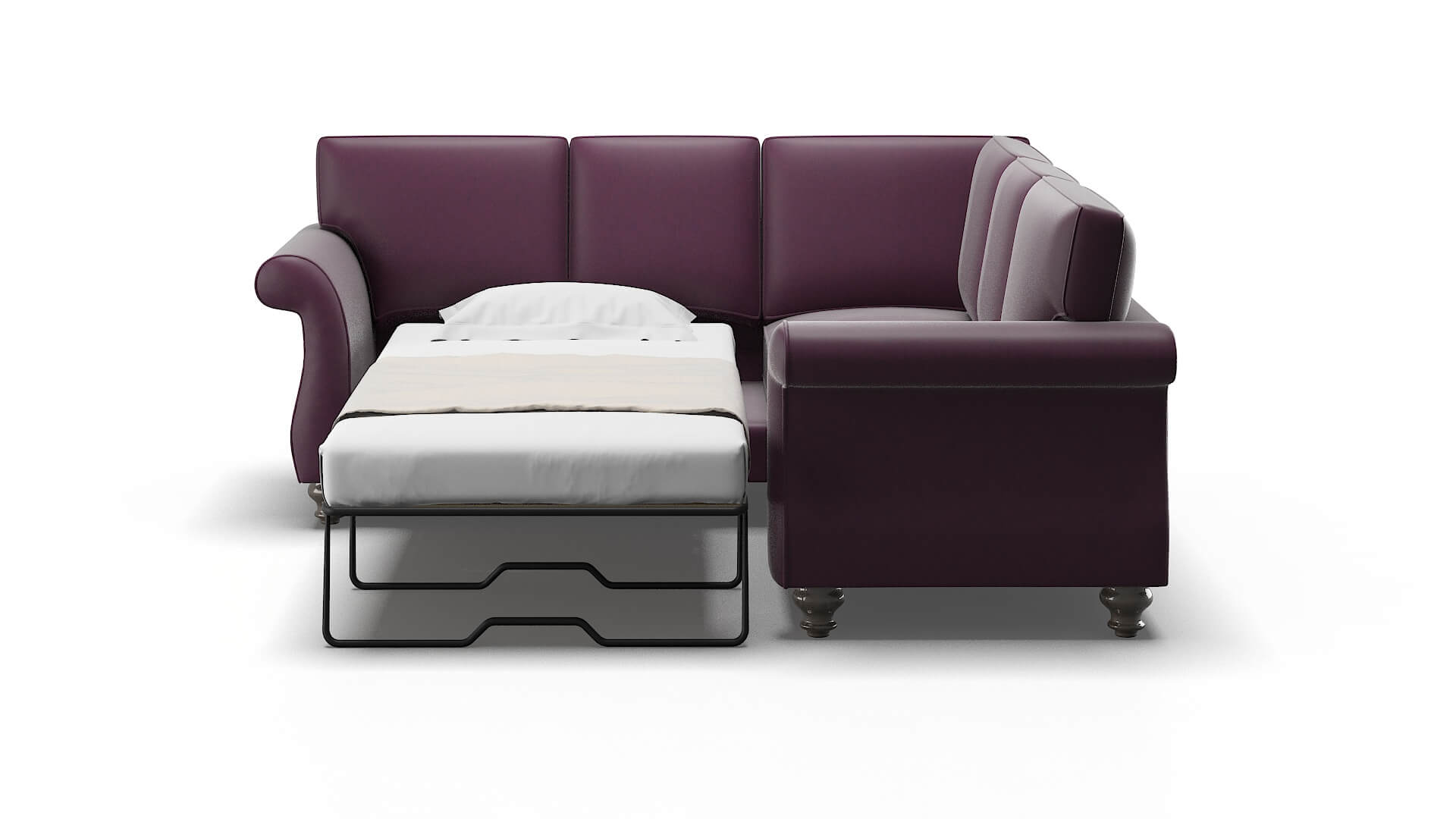 Pisa Bella Aubergine Sectional Sleeper Espresso legs 1