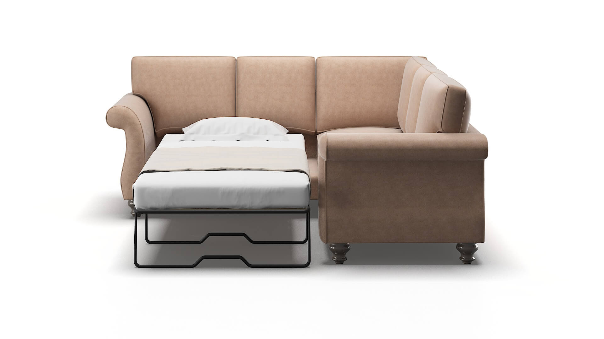 Pisa Bella Cocoa Sectional Sleeper Espresso legs 1