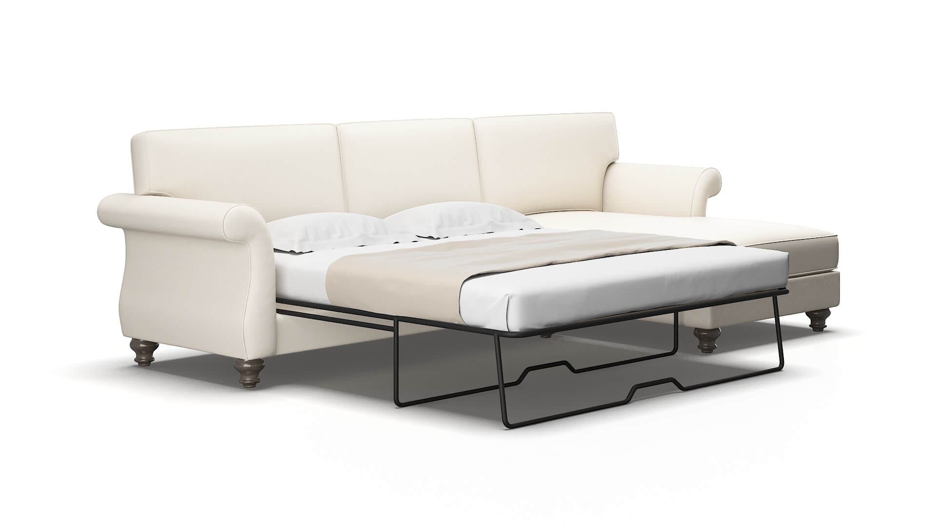 Pisa Blanche milky Panel sleeper Espresso Legs  2