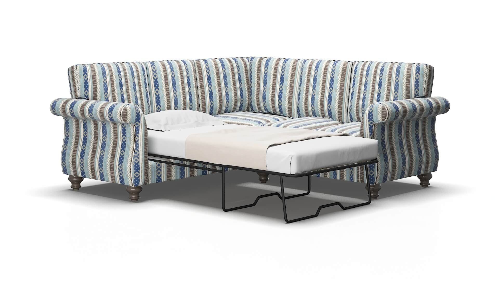 Pisa Bodhi Indigo Sectional Sleeper Espresso legs 2