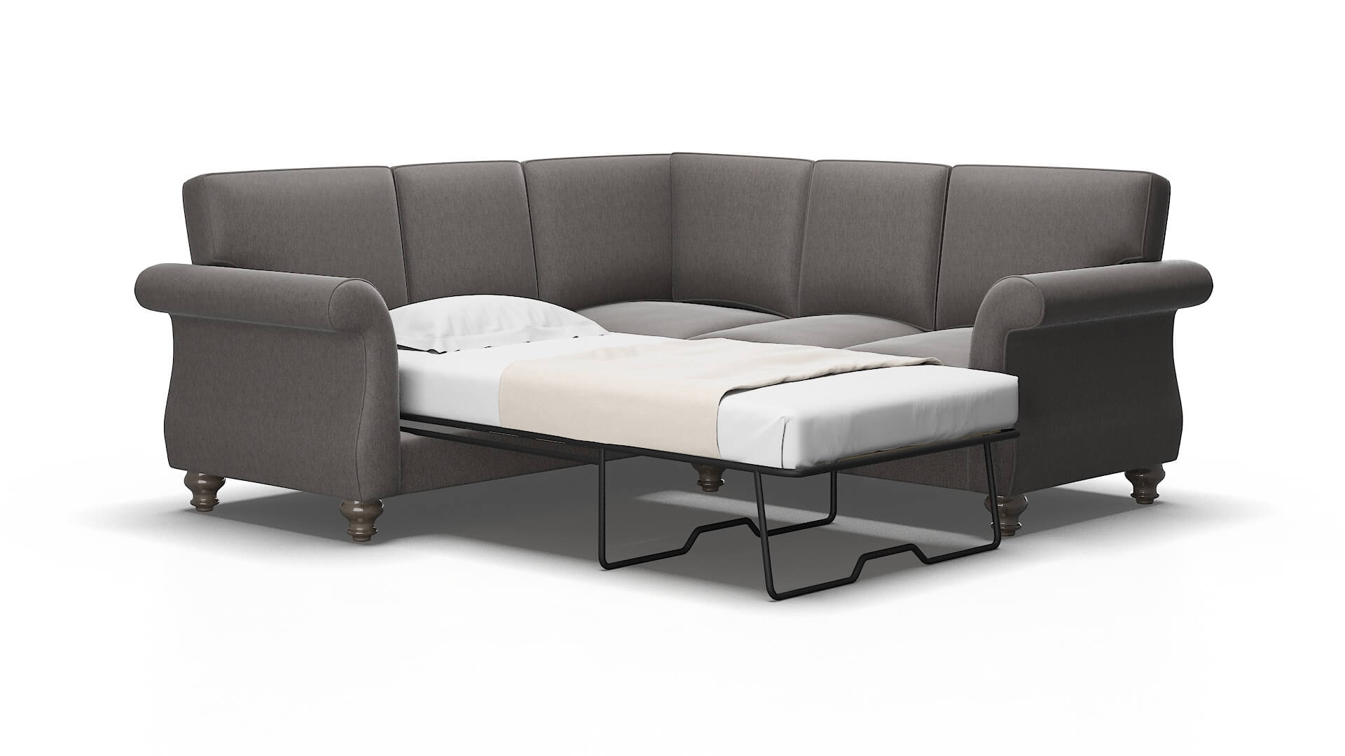 Pisa Cosmo charcoal Sectional sleeper Espresso Legs  2