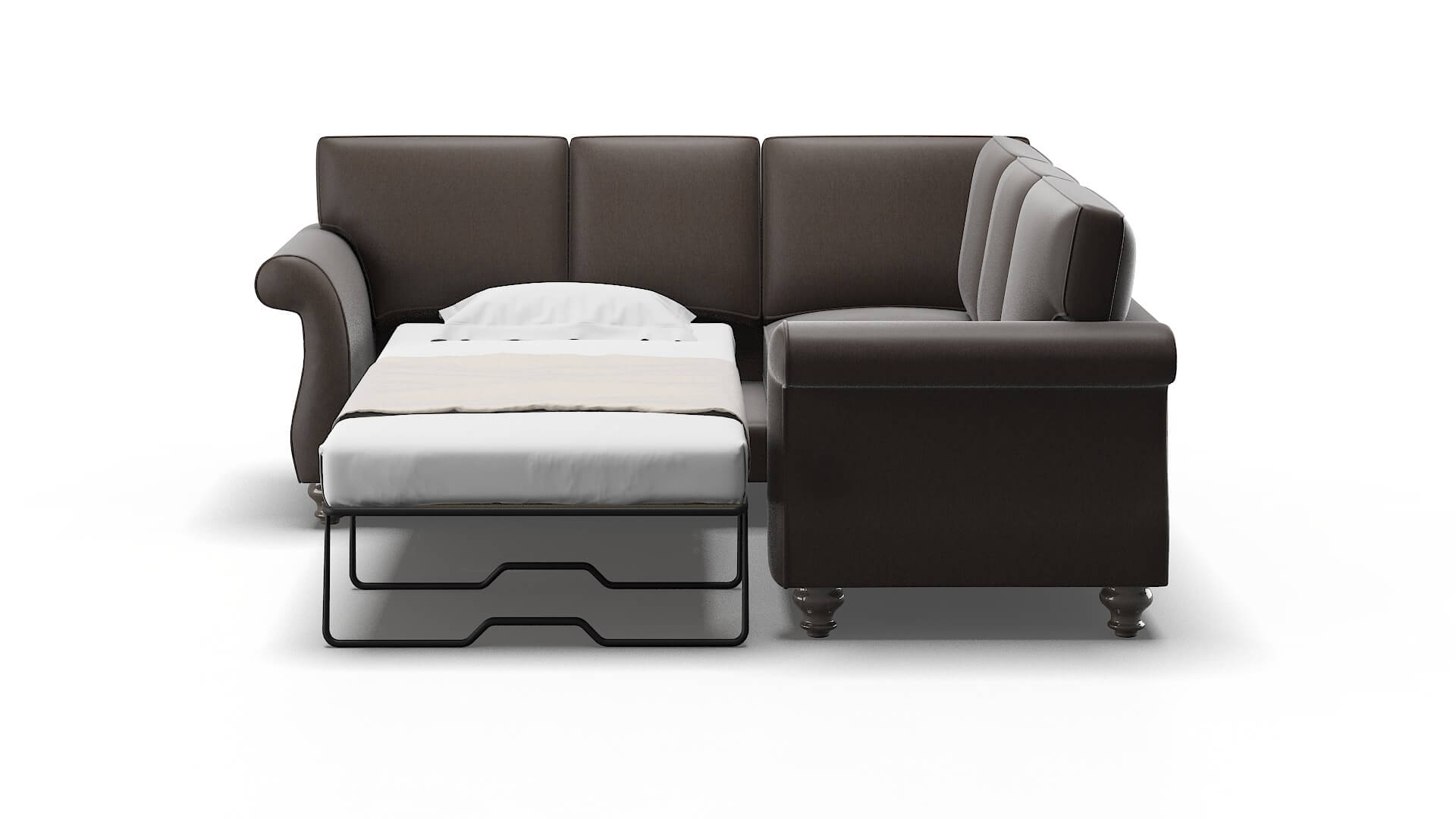 Pisa Cosmo Chocolate Sectional Sleeper Espresso legs 1