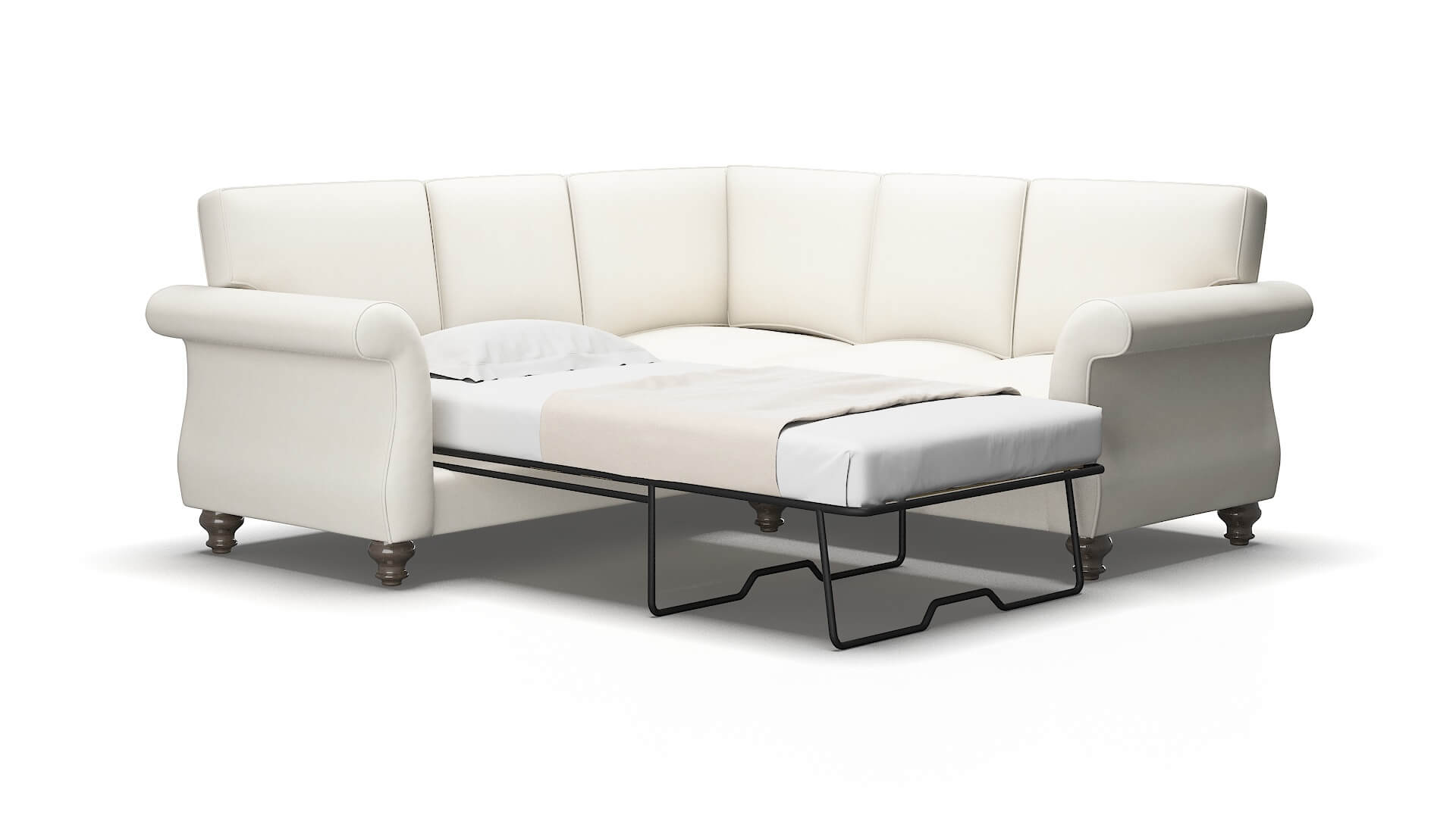 Pisa Cosmo Ivory Sectional Sleeper Espresso legs 2