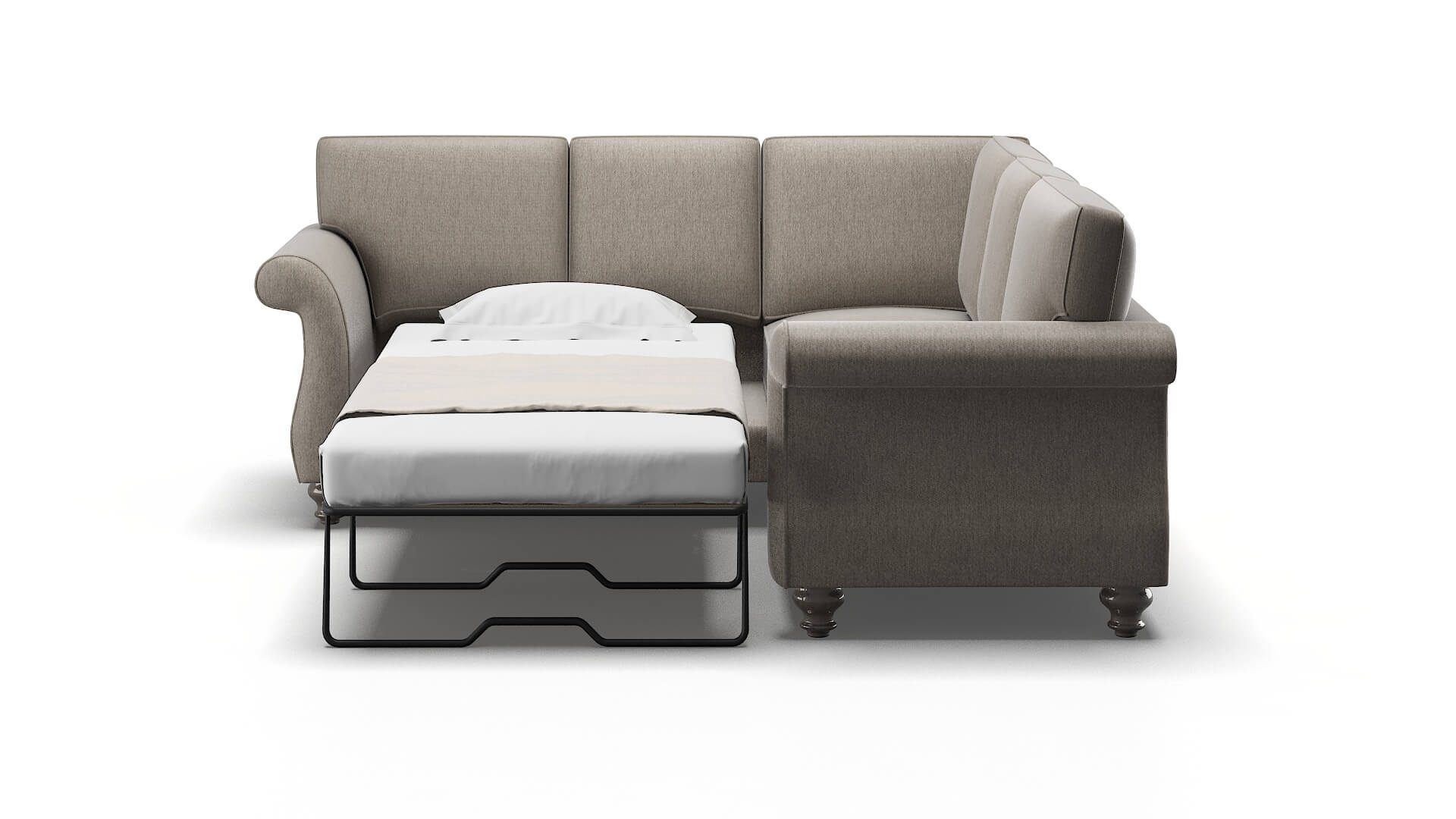 Pisa Cosmo Taupe Sectional Sleeper Espresso legs 1
