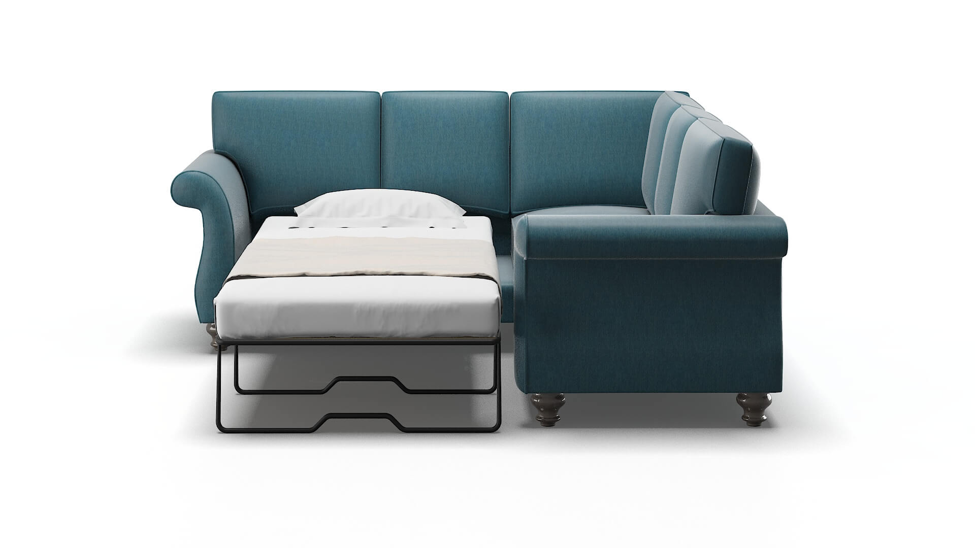 Pisa Cosmo Teal Sectional Sleeper Espresso legs 1