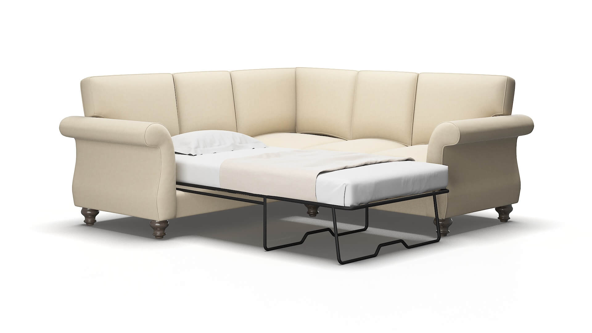 Pisa Dream_d almond Sectional sleeper Espresso Legs  2