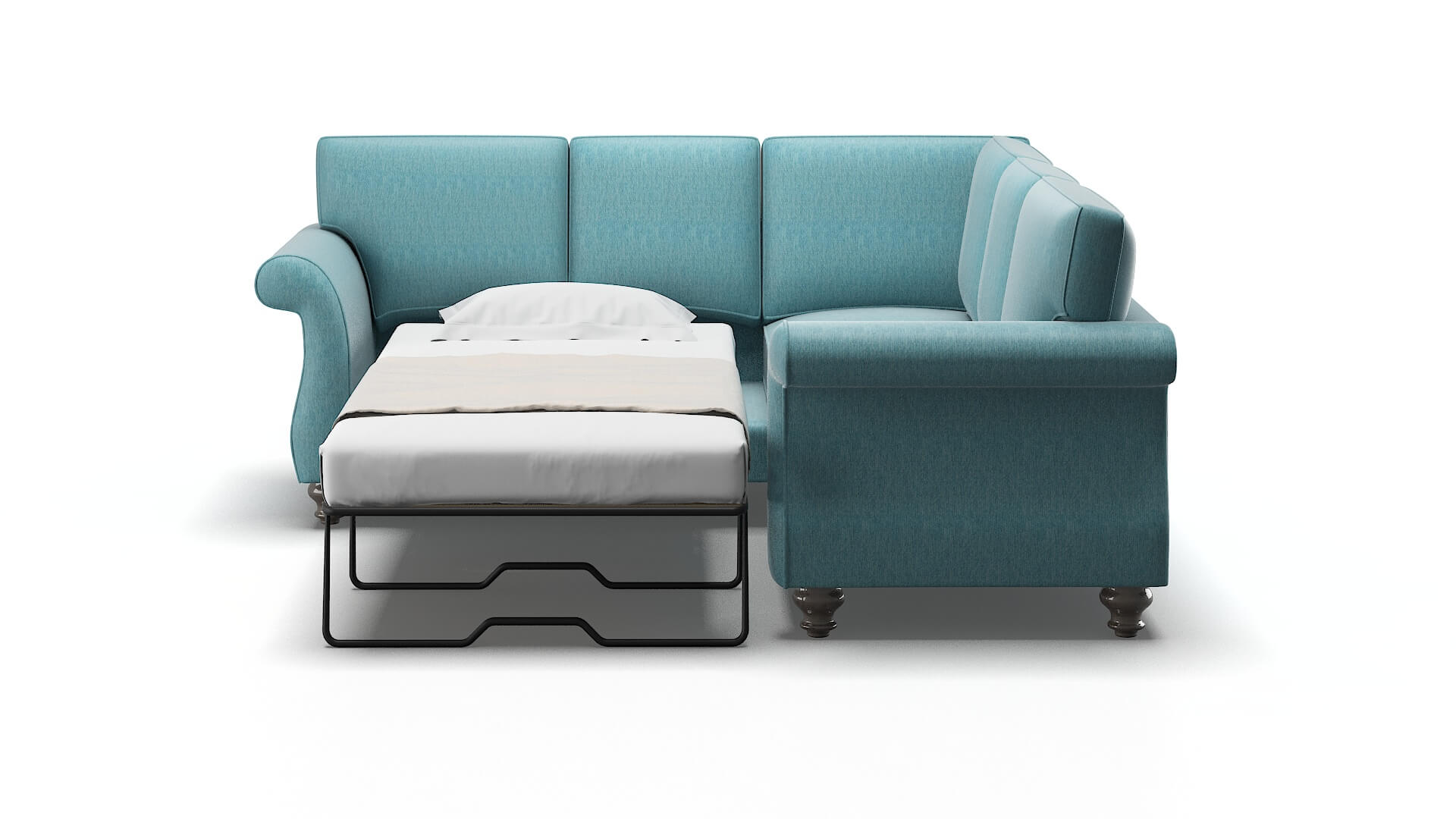 Pisa Dream_d Peacock Sectional Sleeper Espresso legs 1