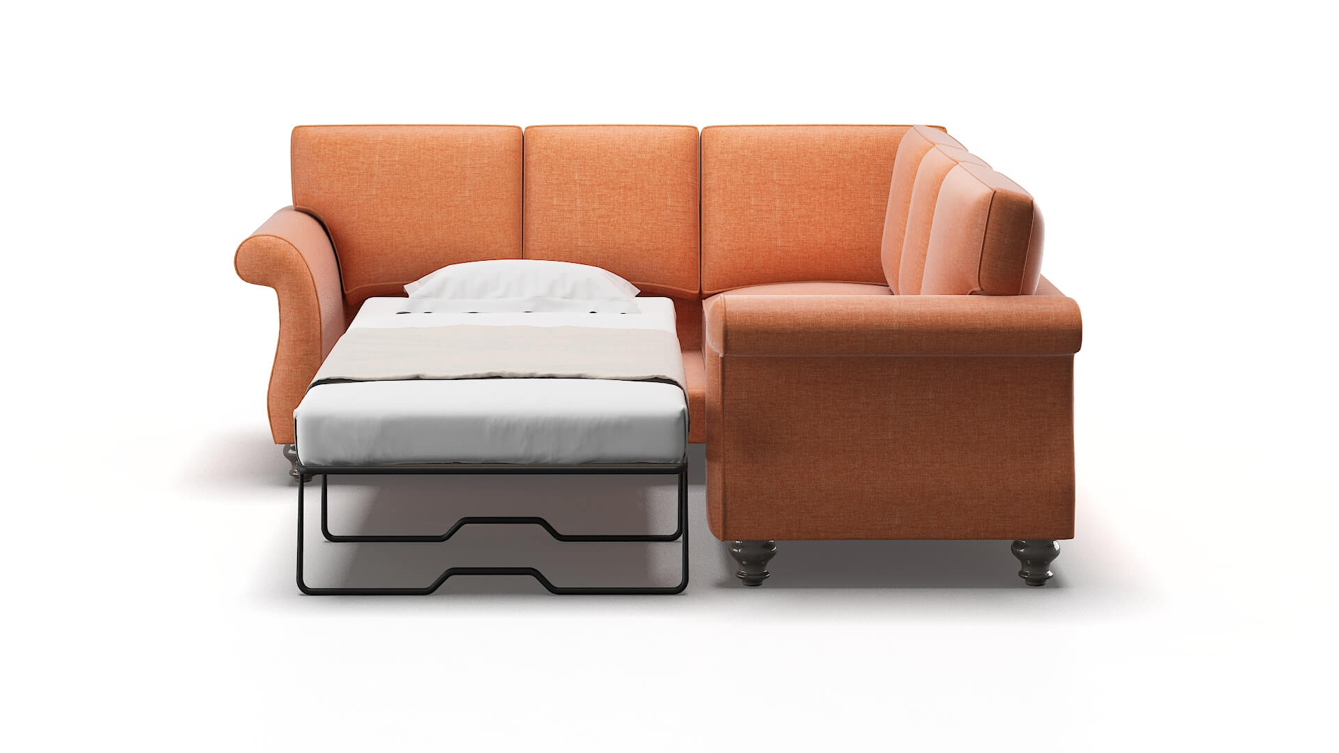 Pisa Hepburn Appricot Sectional Sleeper Espresso legs 1