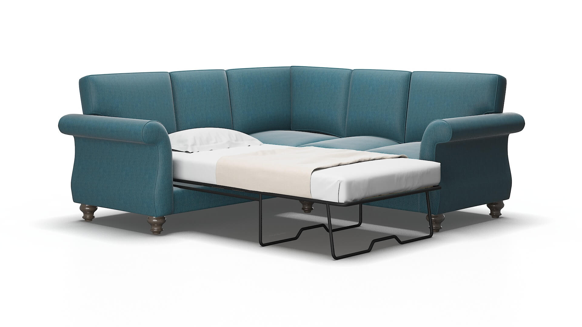 Pisa Hepburn teal Sectional sleeper Espresso Legs  2