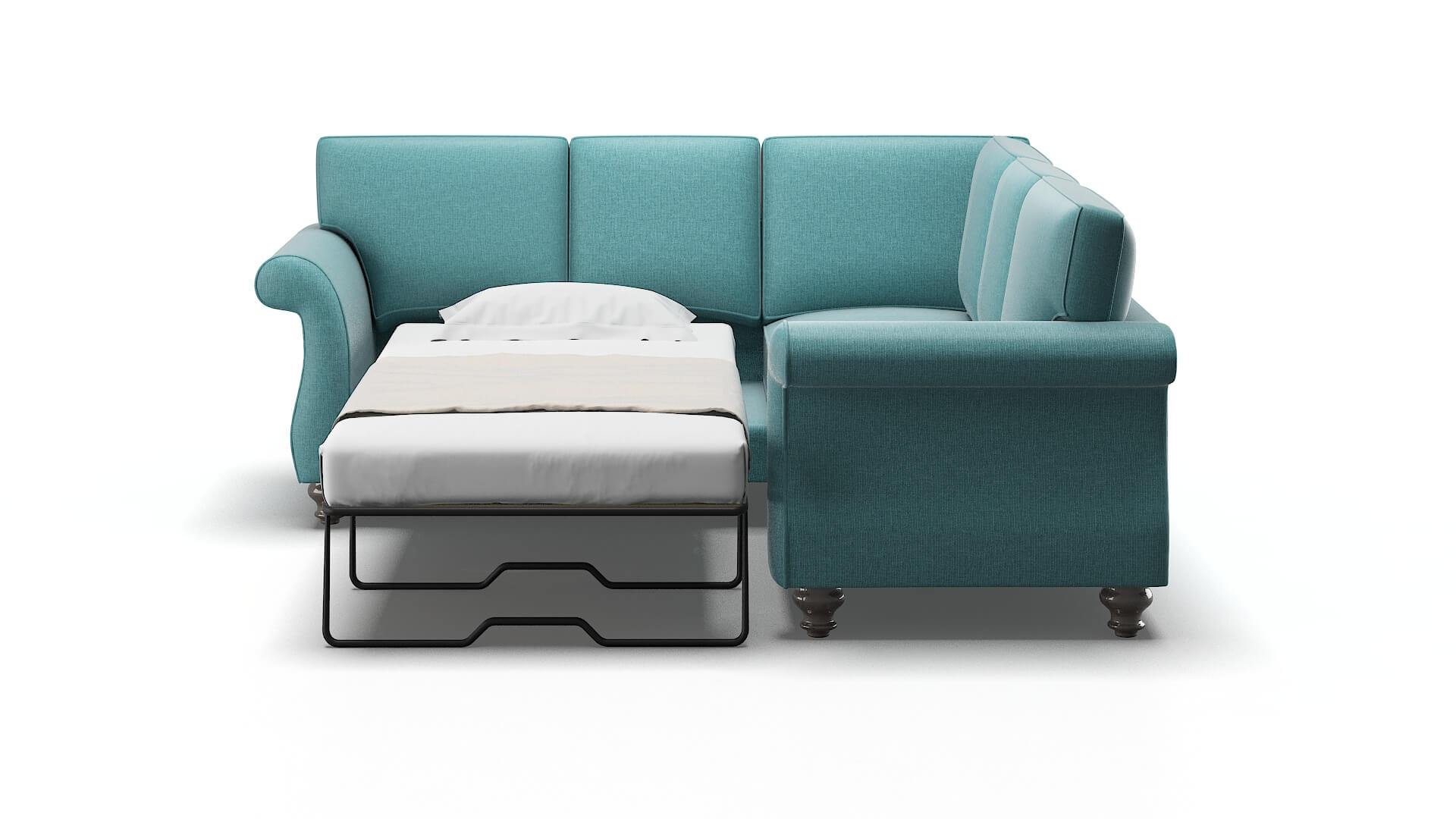Pisa Hepburn_hrp Emerald Sectional Sleeper Espresso legs 1