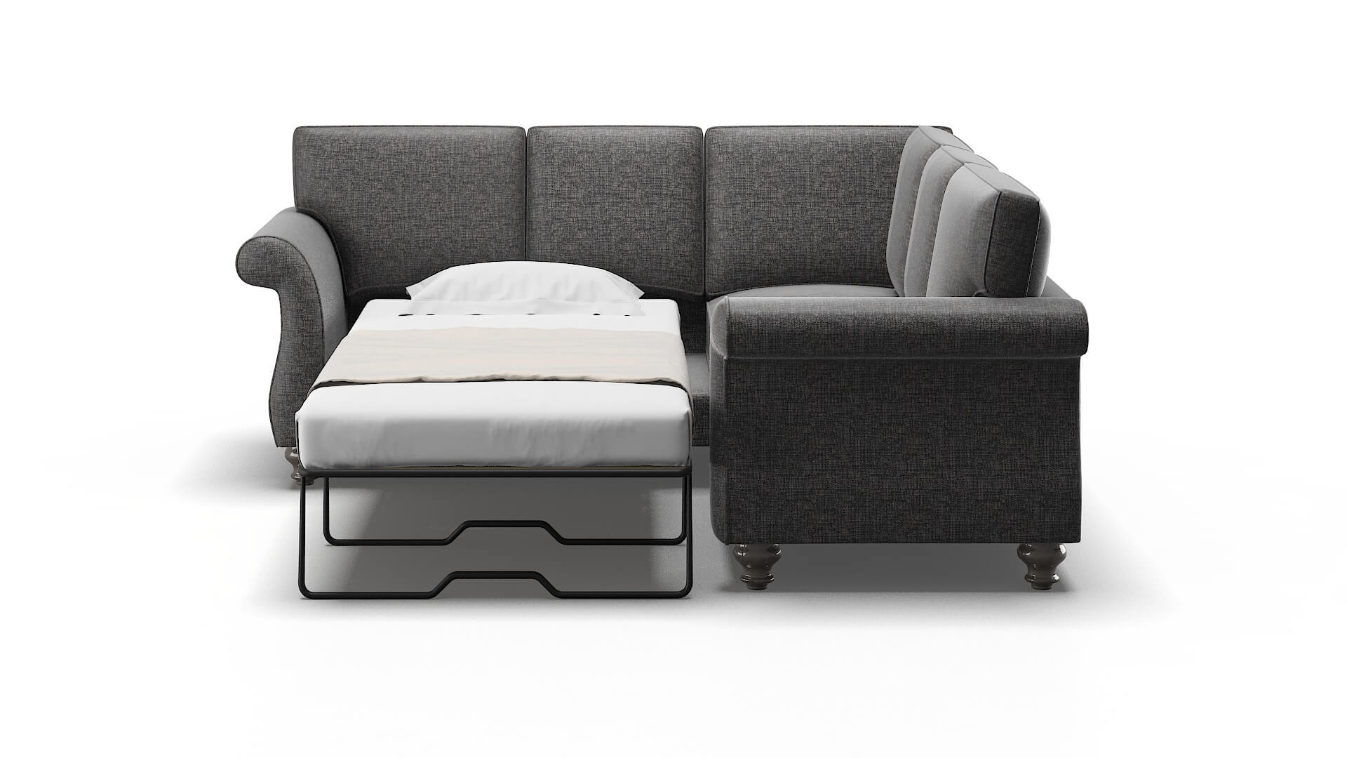 Pisa Insight Charcoal Sectional Sleeper Espresso legs 1