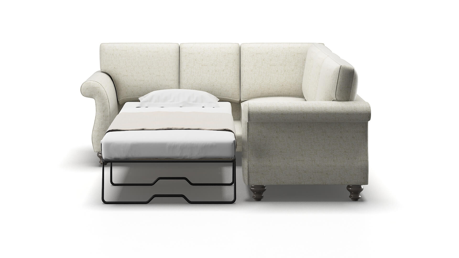 Pisa Oceanside Birch Sectional Sleeper Espresso legs 1