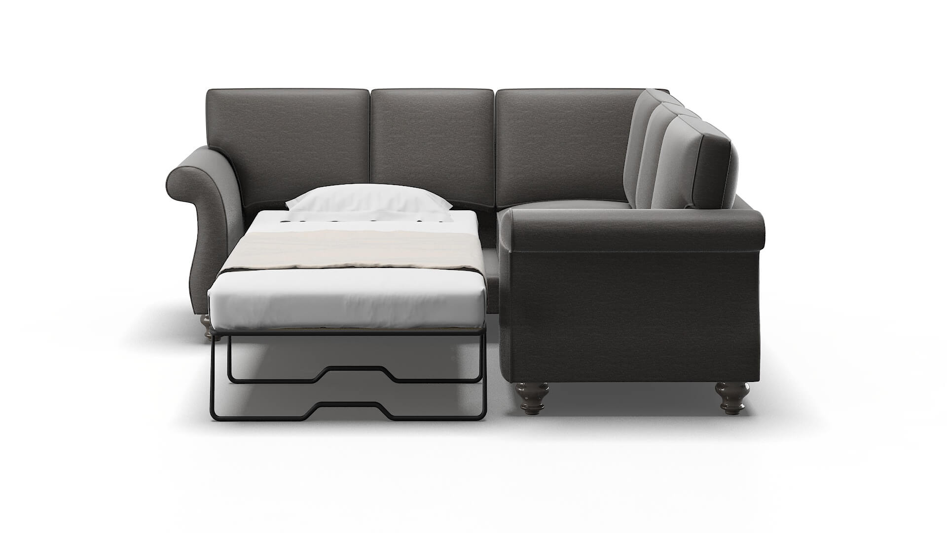 Pisa Oscar Grey Sectional Sleeper Espresso legs 1