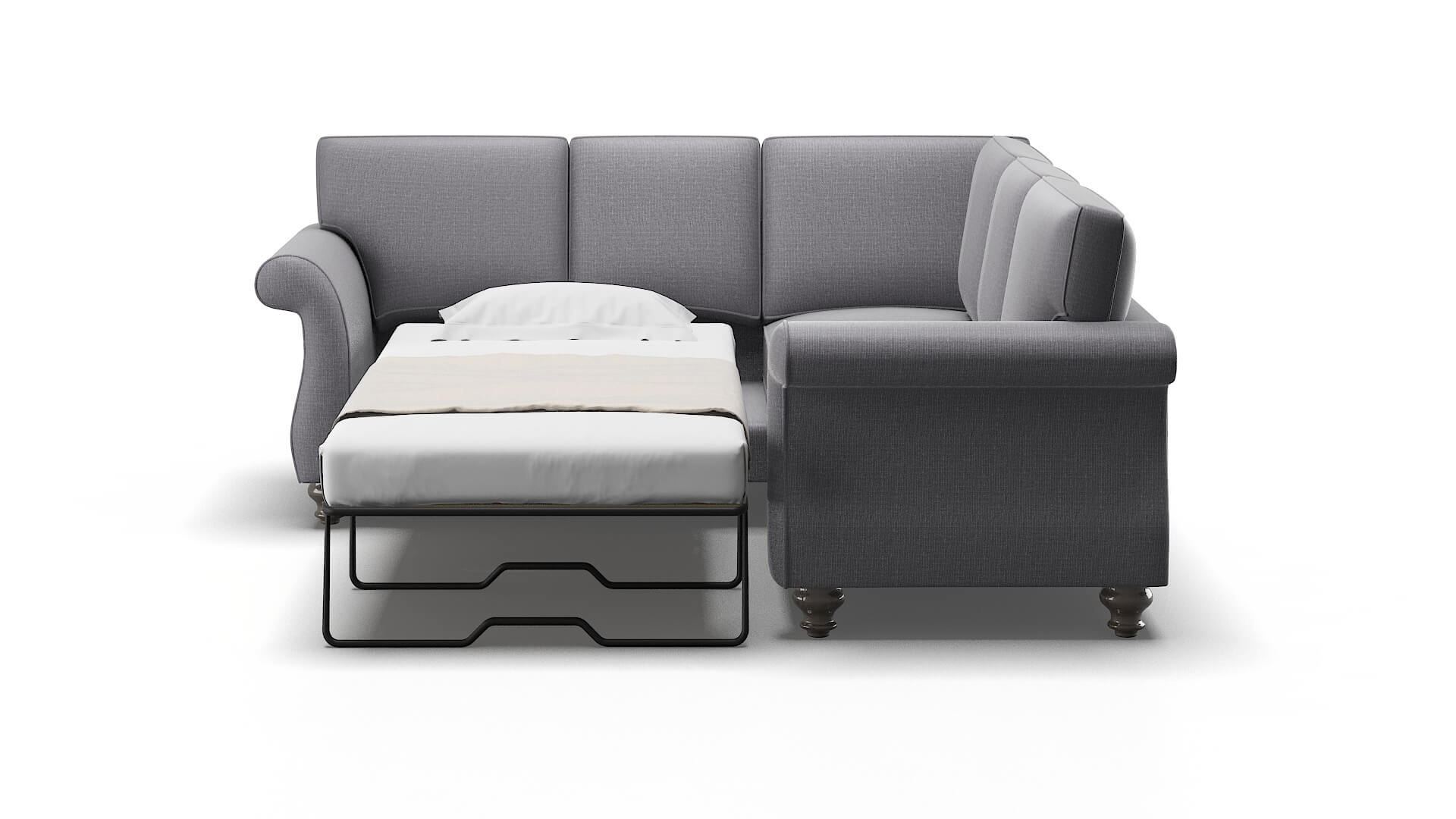 Pisa Parker Ash Sectional Sleeper Espresso legs 1