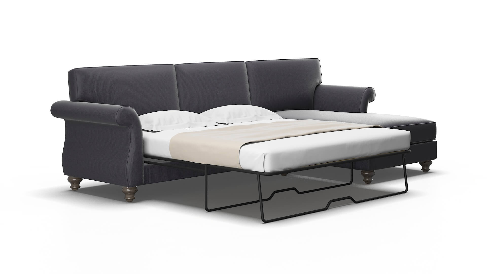 Pisa Parker Charcoal Panel Sleeper Espresso legs 2