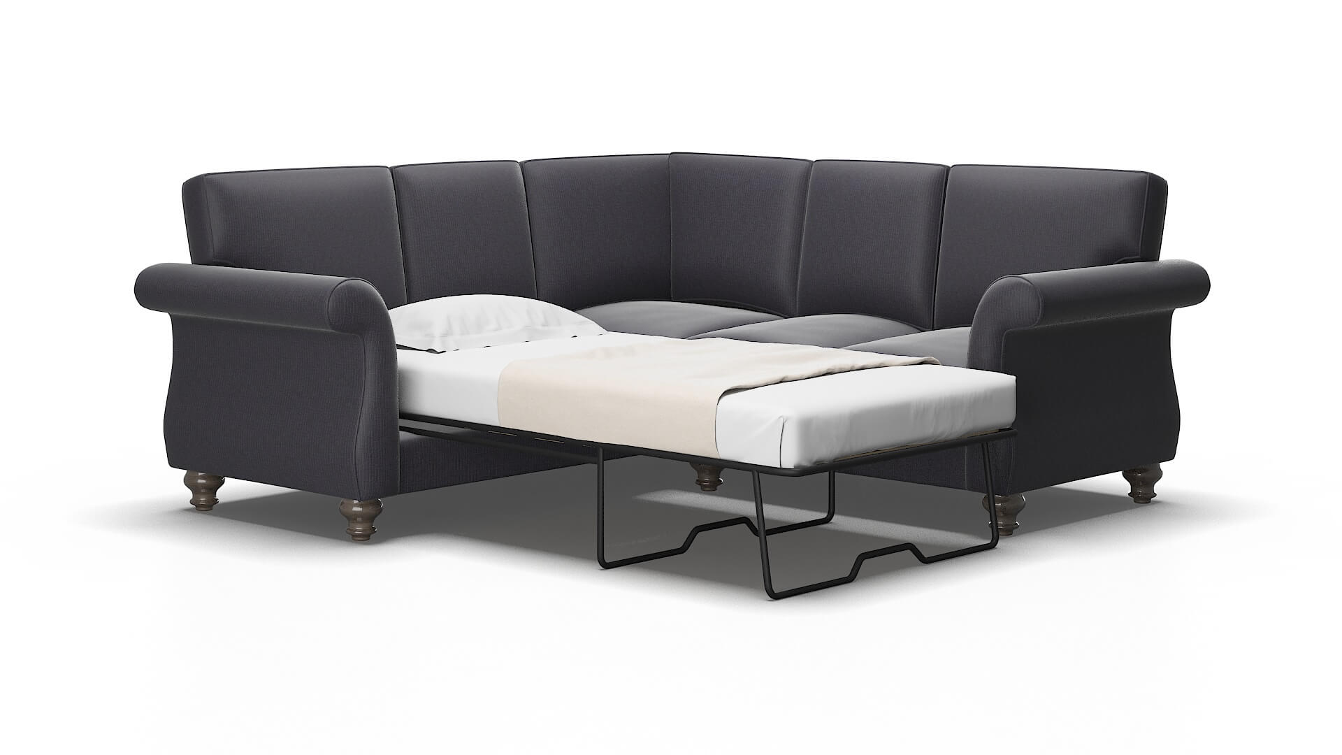 Pisa Parker Charcoal Sectional Sleeper Espresso legs 2
