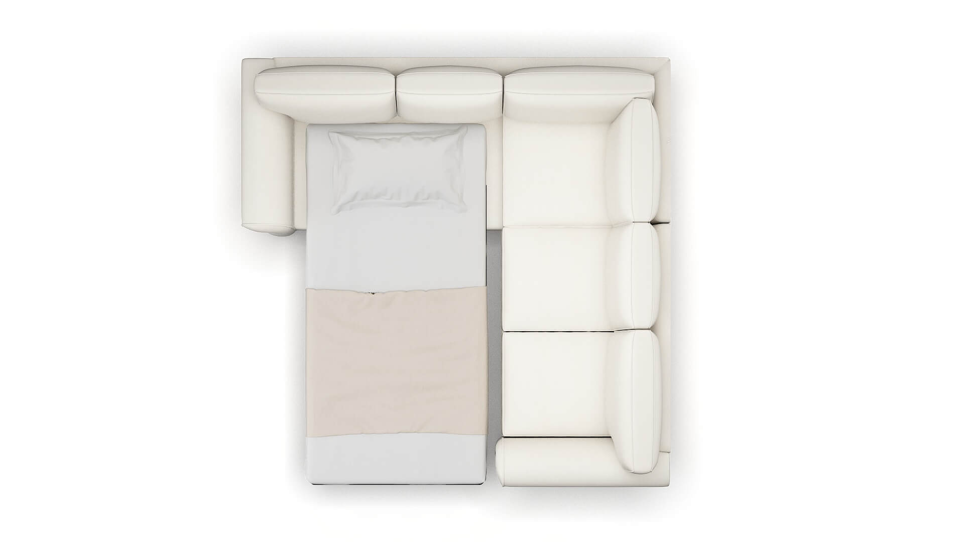 Pisa R_prize Cream Sectional Sleeper Espresso legs 3