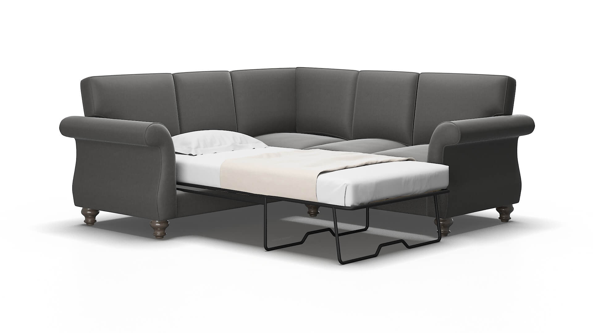 Pisa Rocket charcoal Sectional sleeper Espresso Legs  2