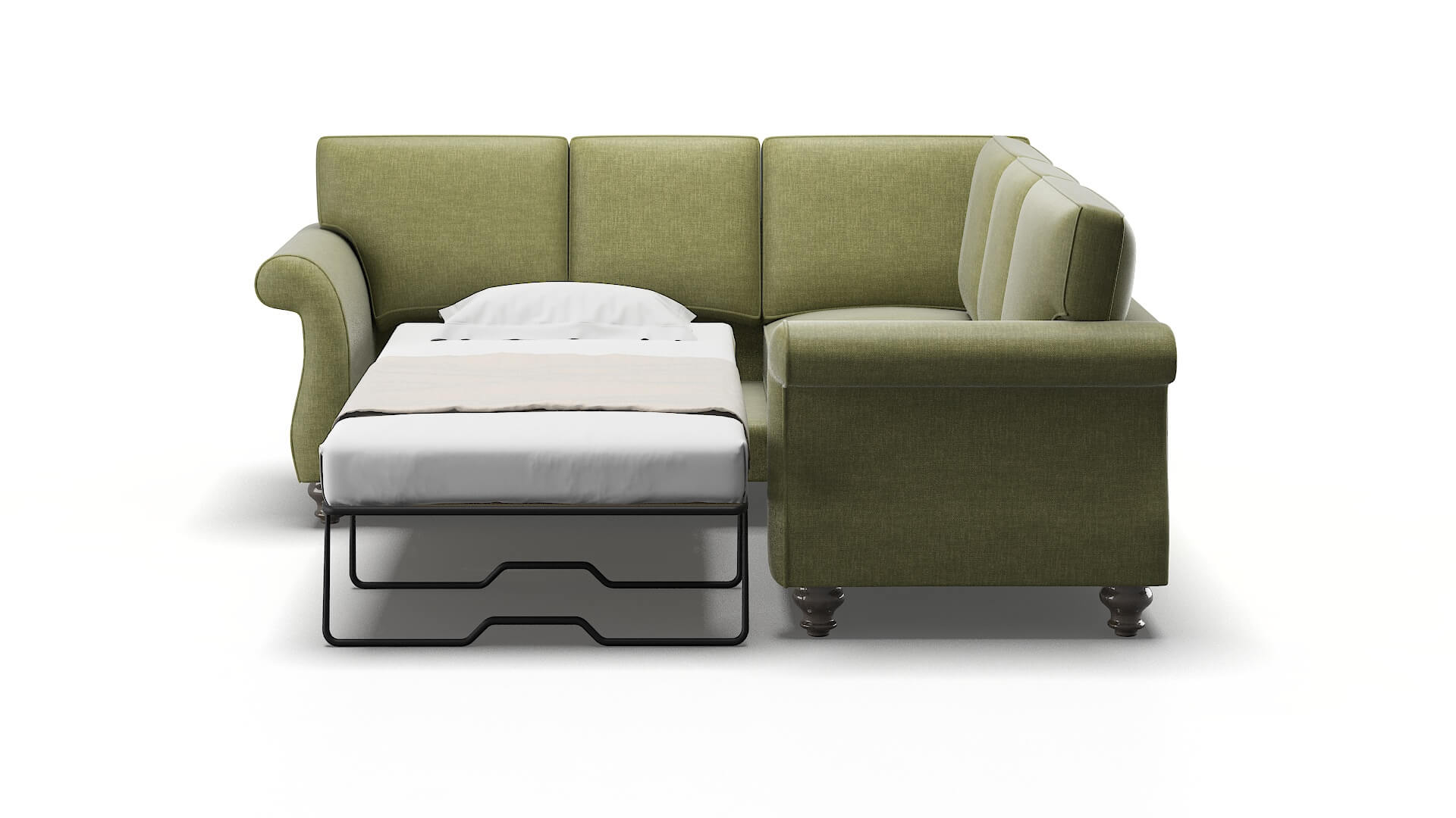 Pisa Rocket Evergreen Sectional Sleeper Espresso legs 1