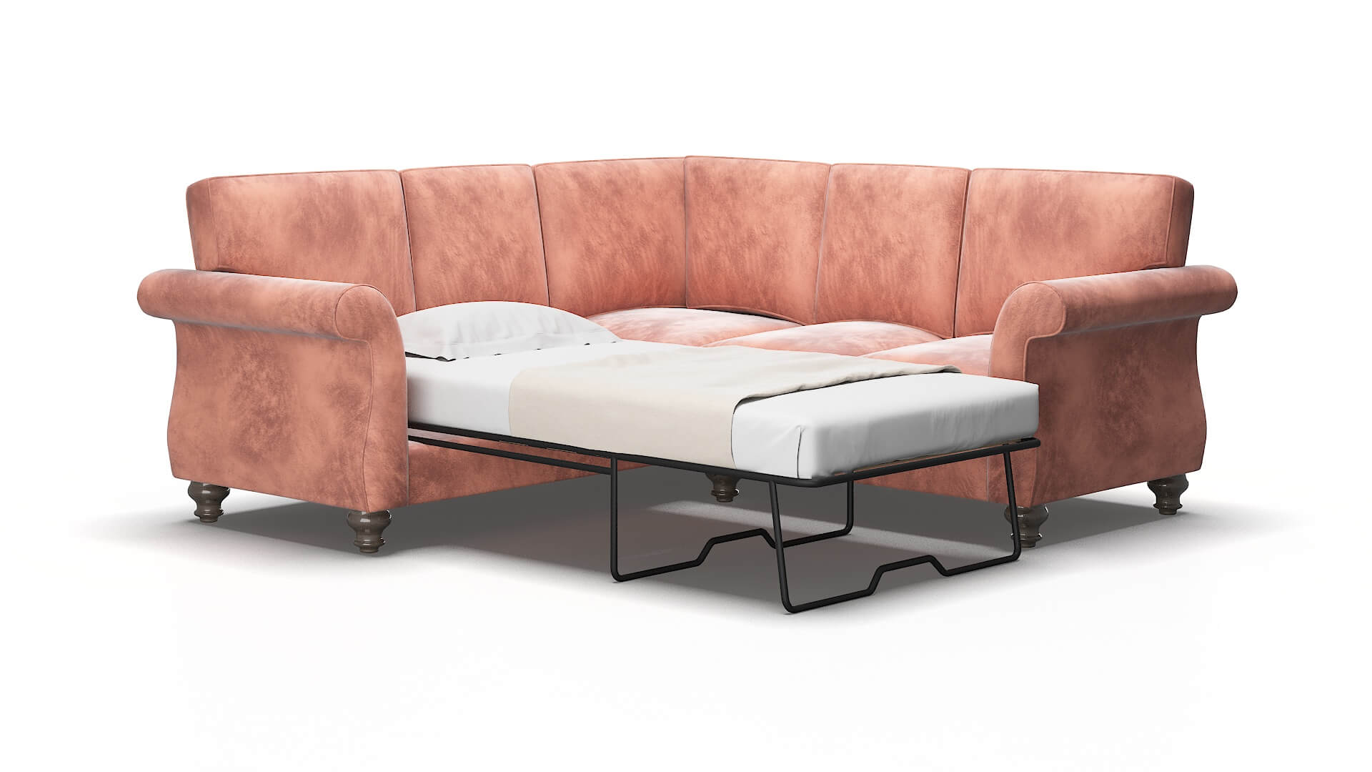 Pisa Royale blush Sectional sleeper Espresso Legs  2