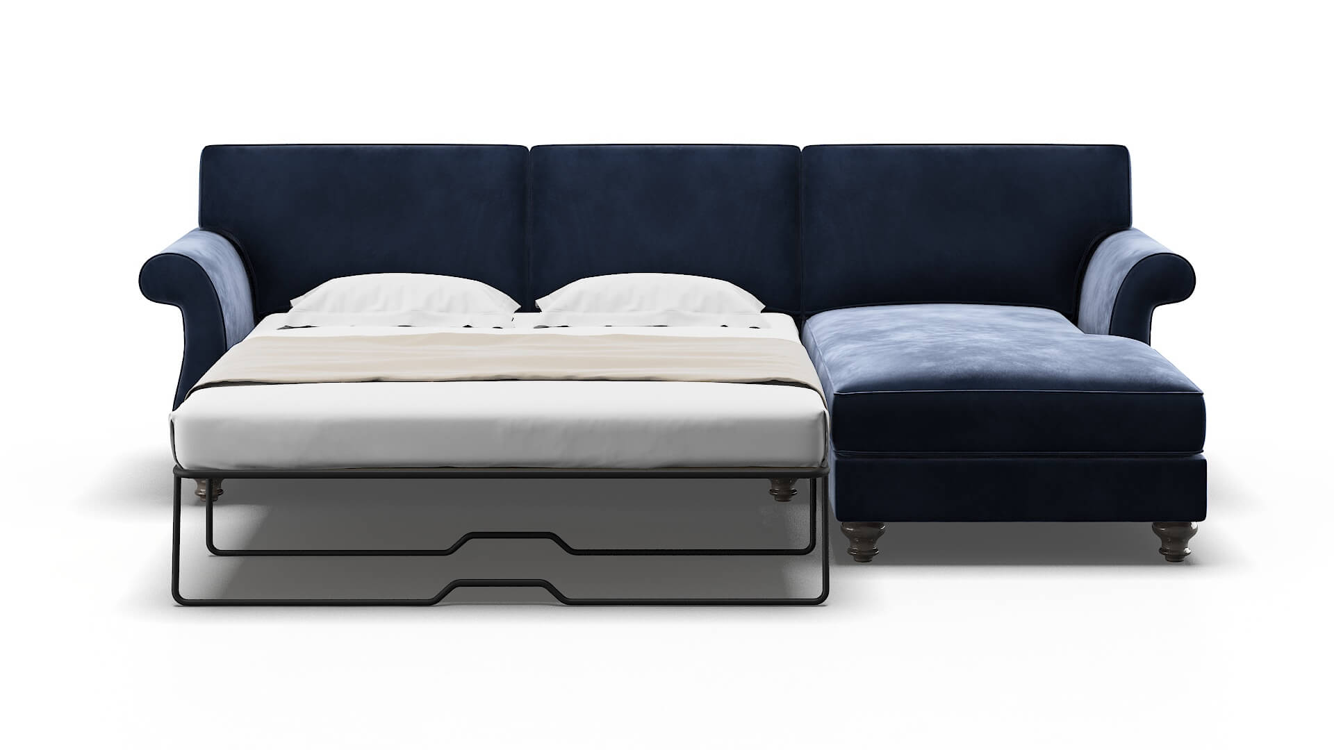 Pisa Royale Cobalt Panel Sleeper Espresso legs 1