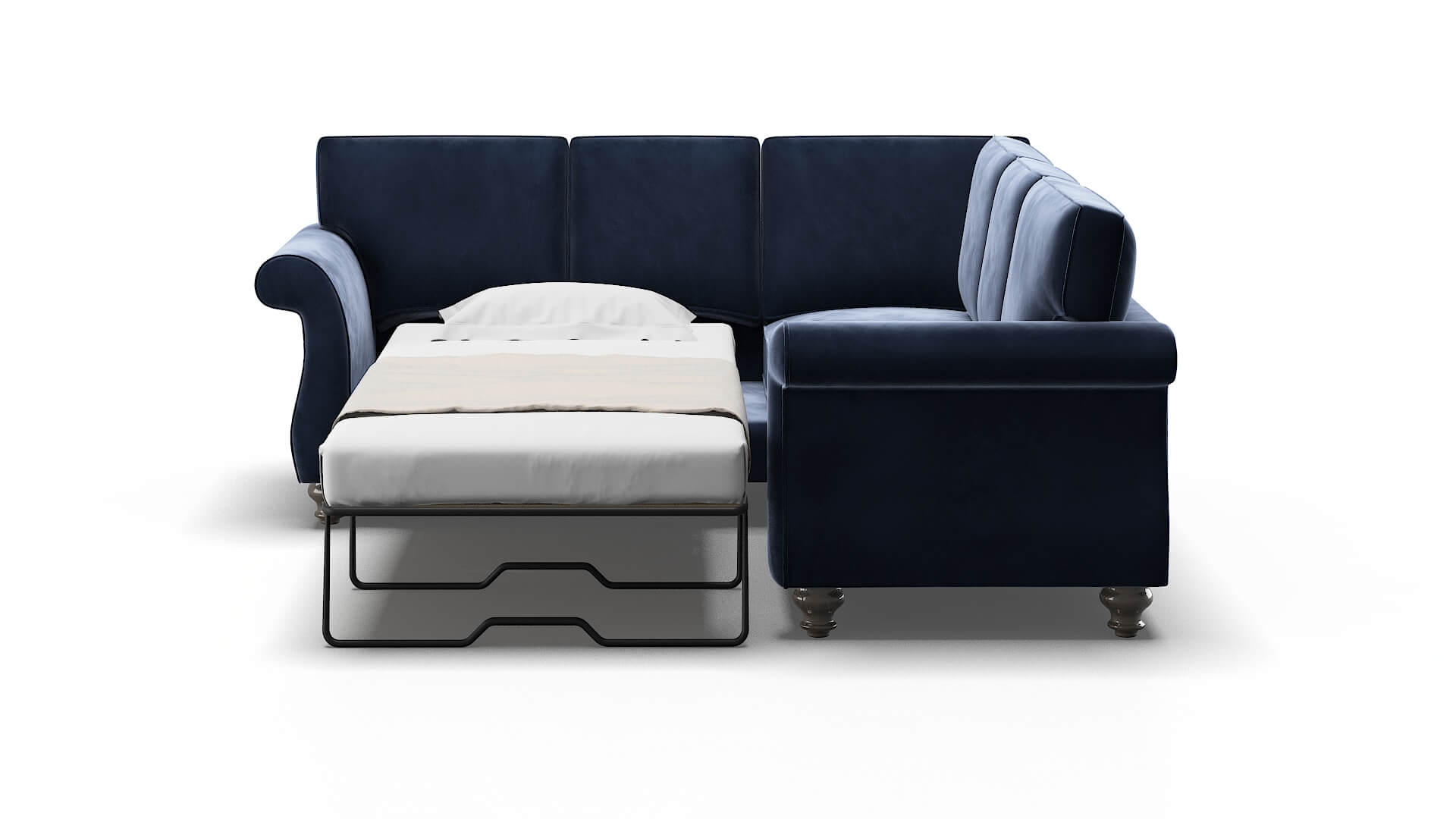 Pisa Royale Cobalt Sectional Sleeper Espresso legs 1