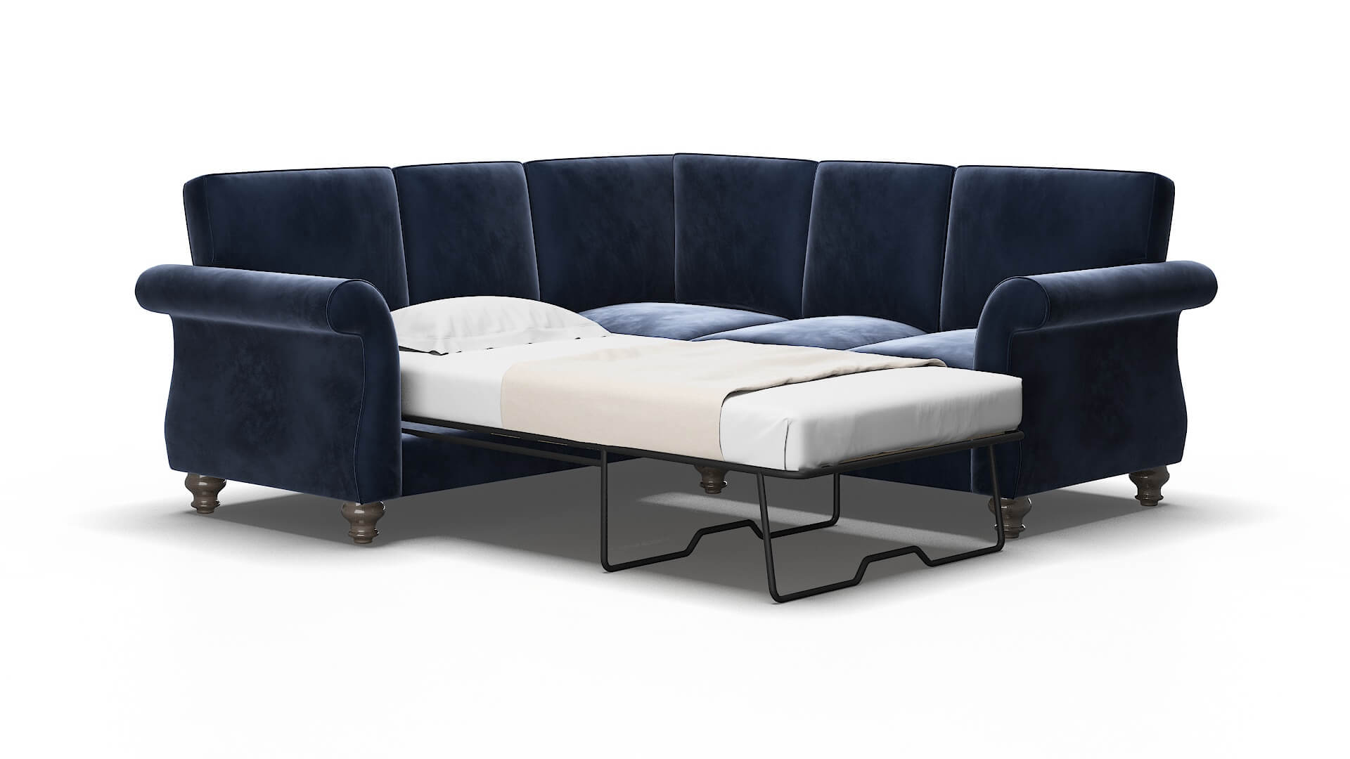 Pisa Royale cobalt Sectional sleeper Espresso Legs  2