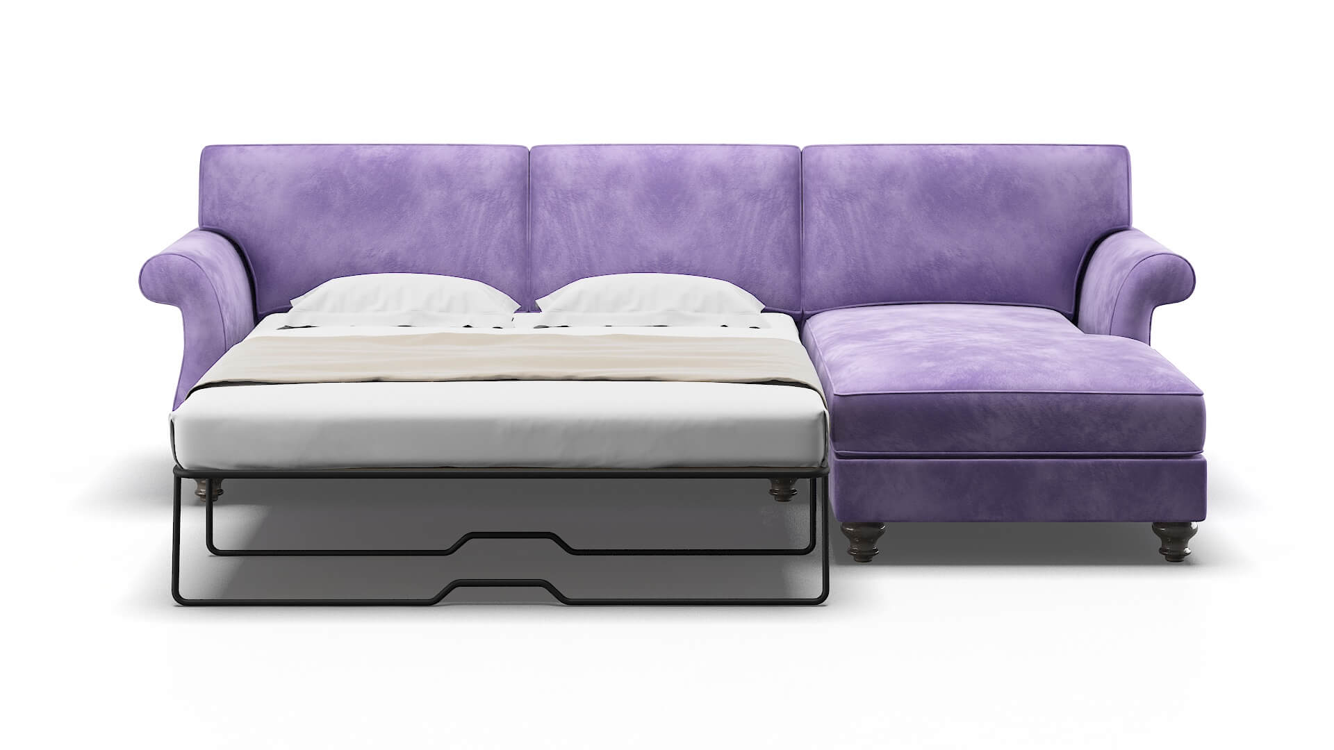 Pisa Royale Lavender Panel Sleeper Espresso legs 1