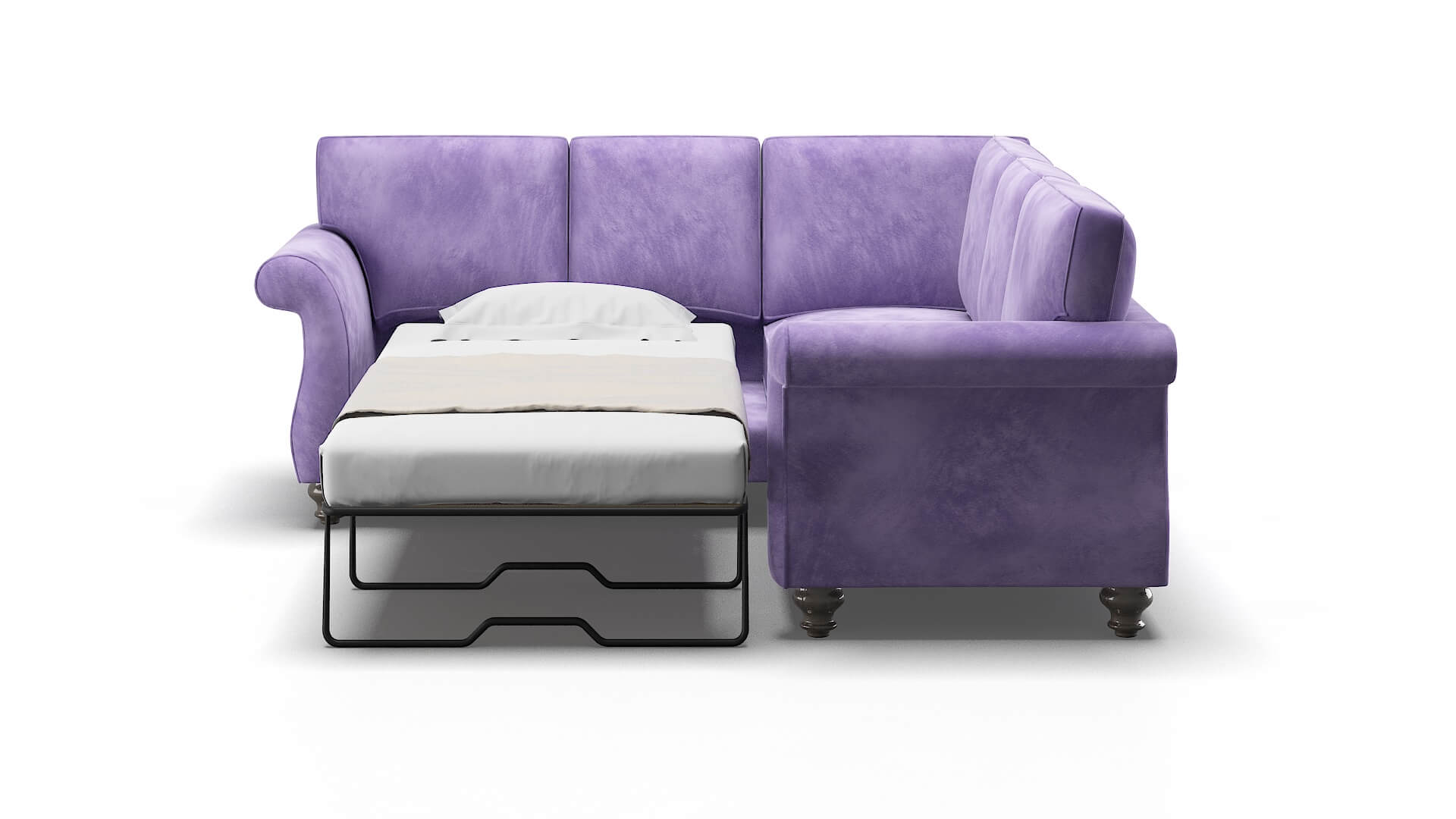 Pisa Royale Lavender Sectional Sleeper Espresso legs 1