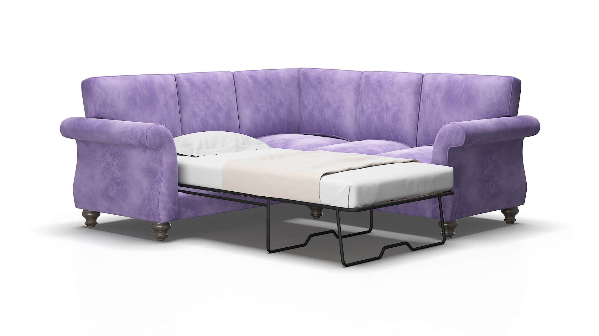 Pisa Royale lavender Sectional sleeper Espresso Legs  2