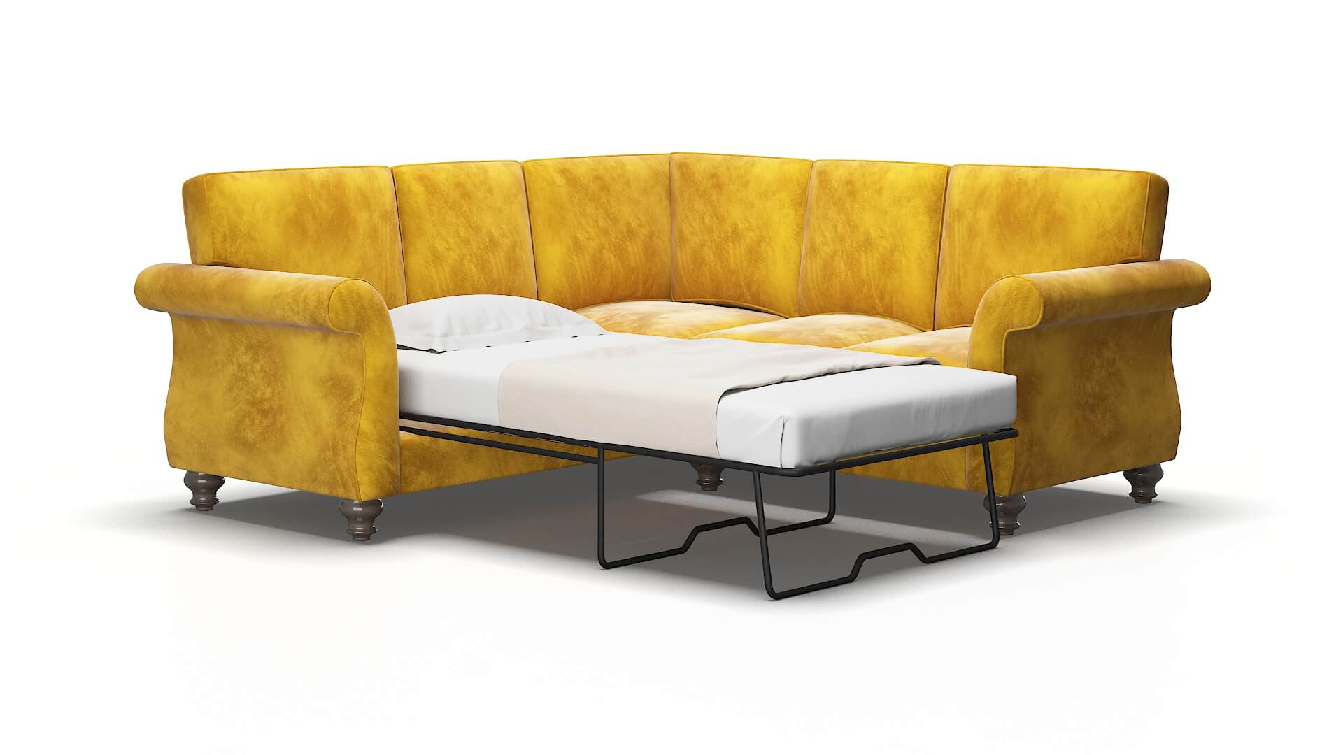 Pisa Royale marigold Sectional sleeper Espresso Legs  2