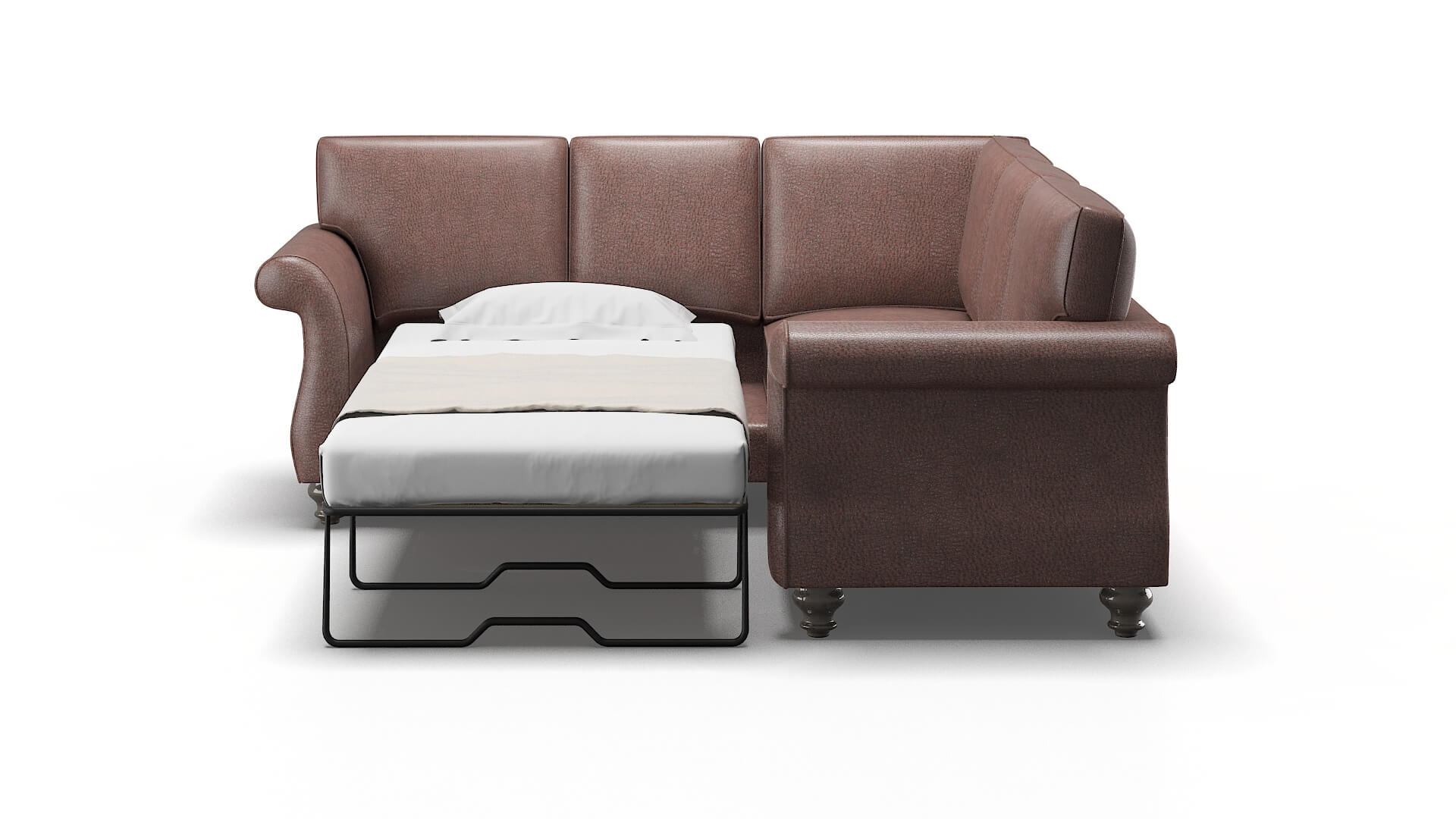 Pisa Royale Mocha Sectional Sleeper Espresso legs 1