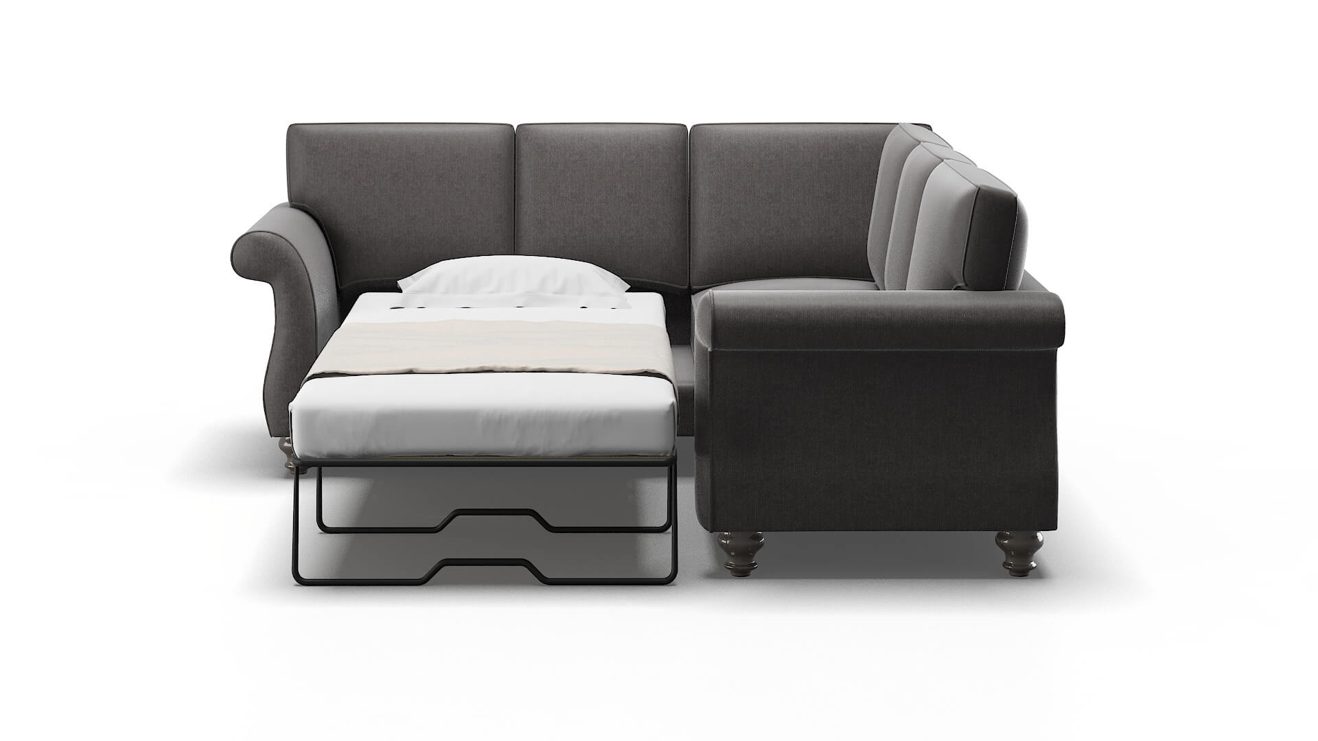 Pisa Sasha Grey Sectional Sleeper Espresso legs 1