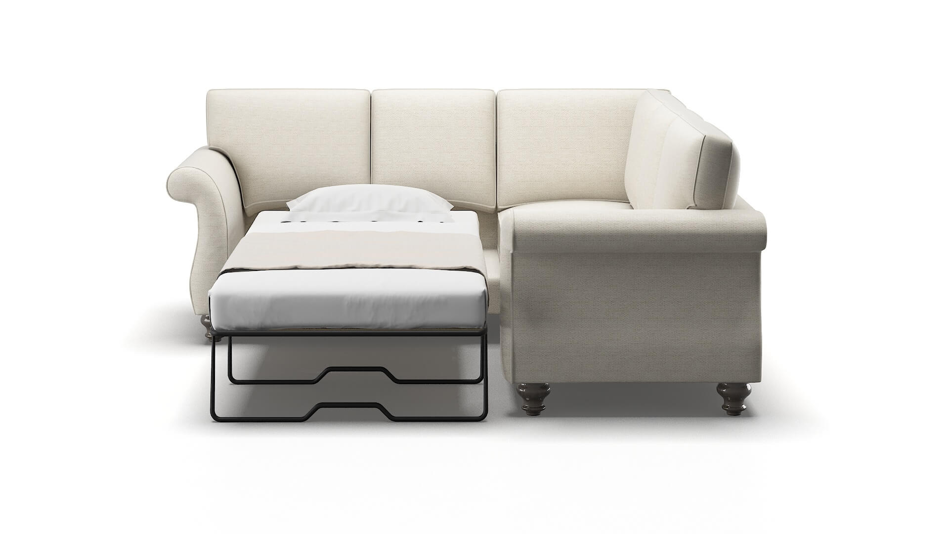 Pisa Venus Cream Sectional Sleeper Espresso legs 1