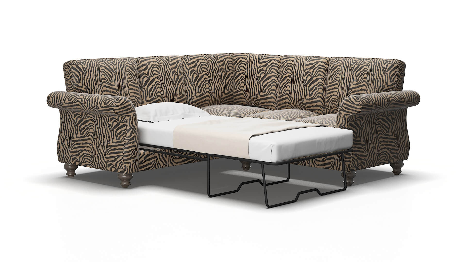 Pisa Zambia Coffee Sectional Sleeper Espresso legs 2