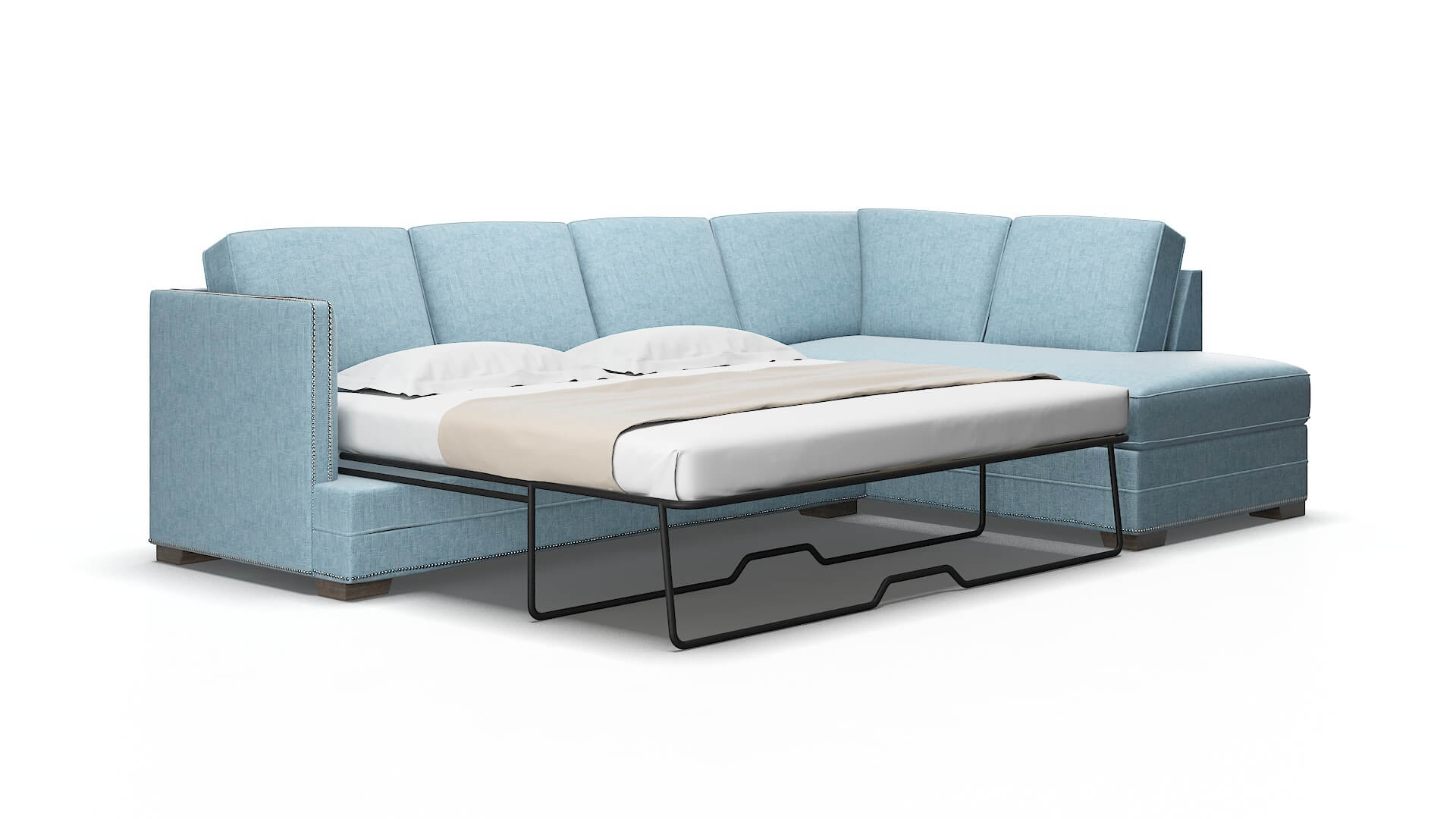 Riga Atlas turquoise Panel sleeper Espresso Legs  2
