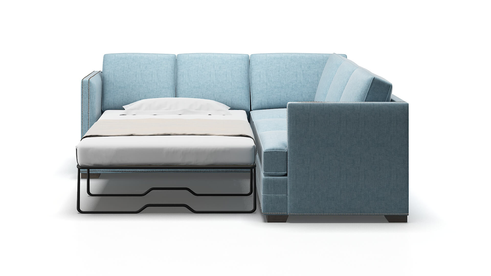 Riga Atlas Turquoise Sectional Sleeper Espresso legs 1