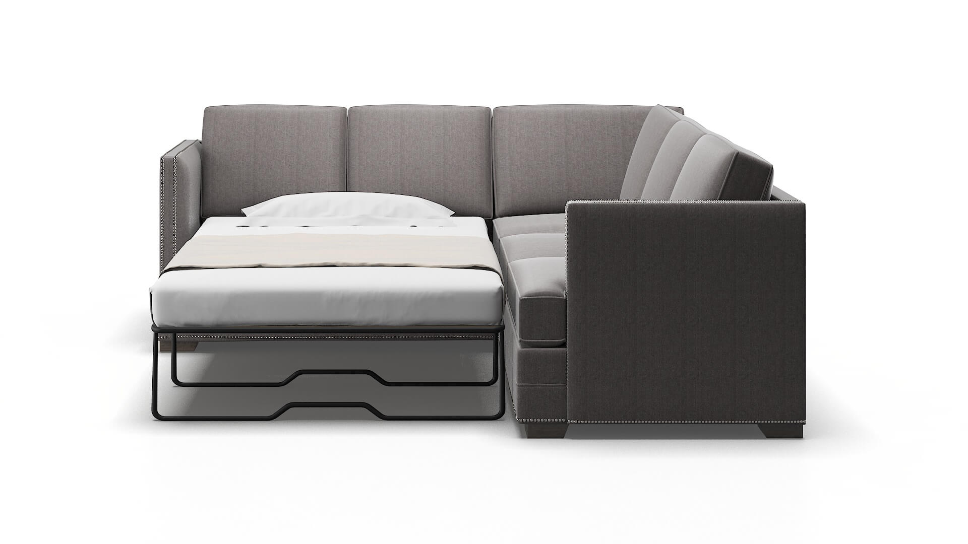 Riga Atlas_plz Silver Sectional Sleeper Espresso legs 1