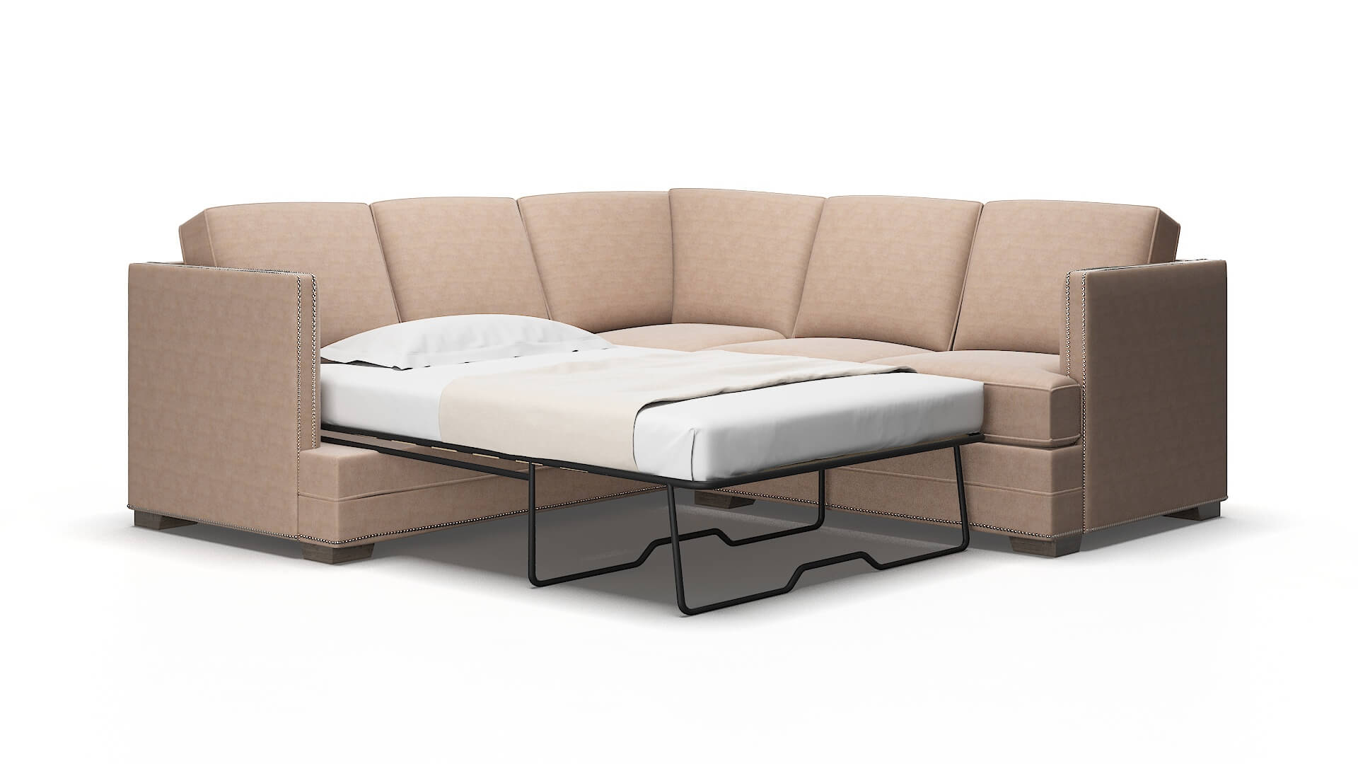 Riga Bella Pewter Sectional Sleeper Espresso legs 2