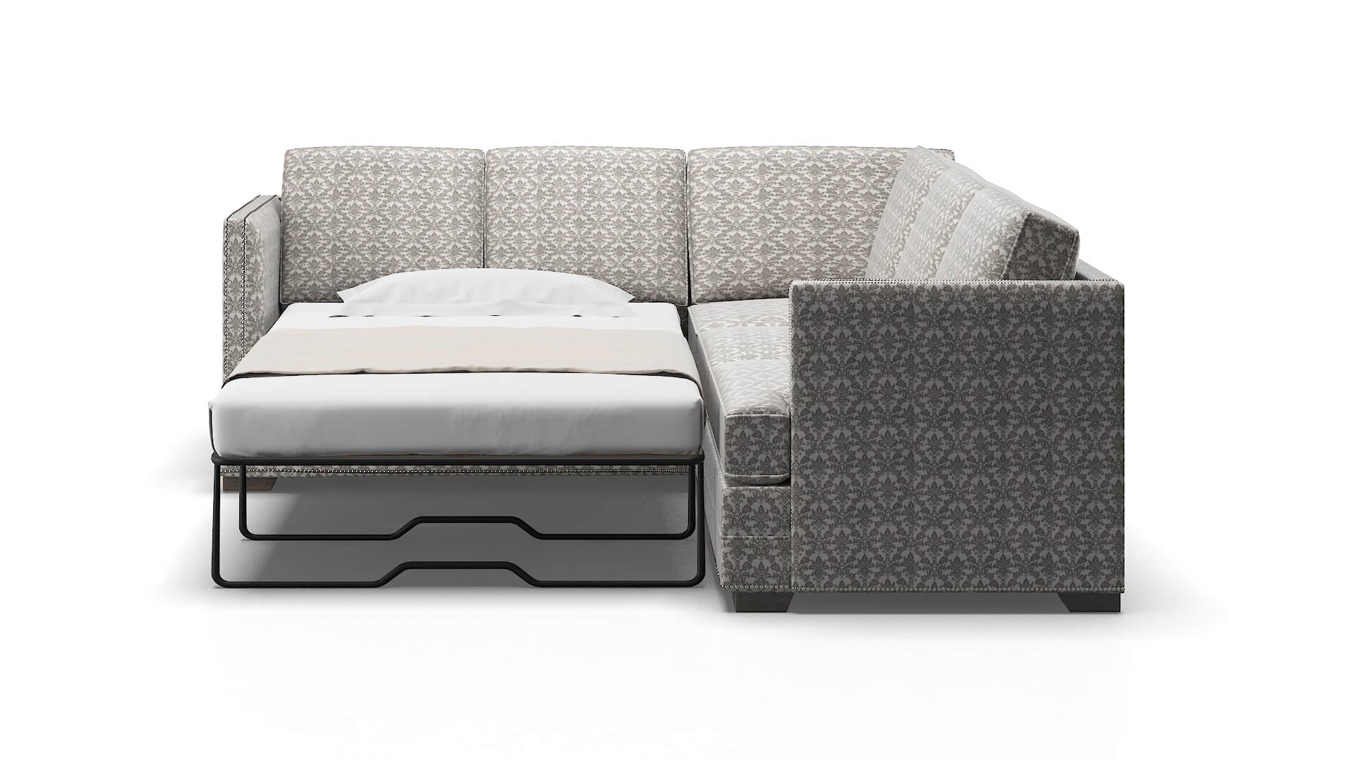 Riga Bergamo Dove Sectional Sleeper Espresso legs 1