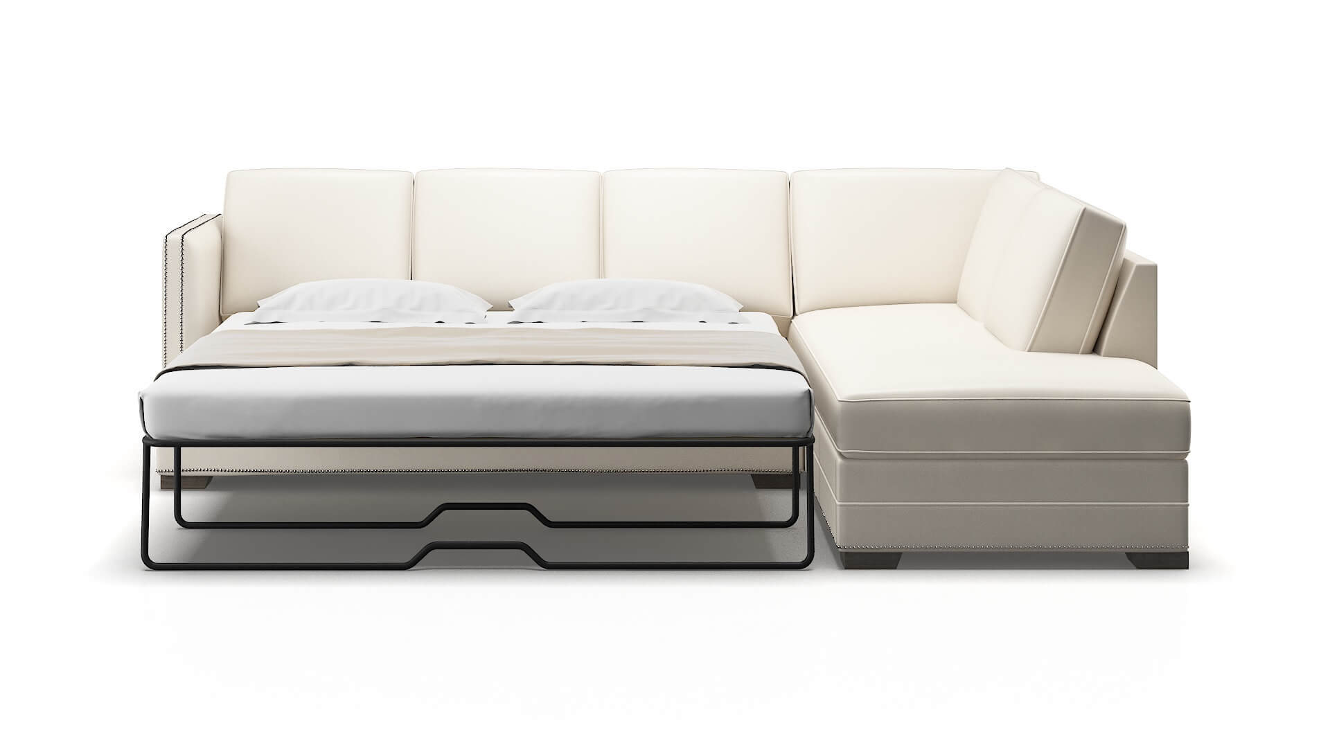 Riga Blanche Milky Panel Sleeper Espresso legs 1