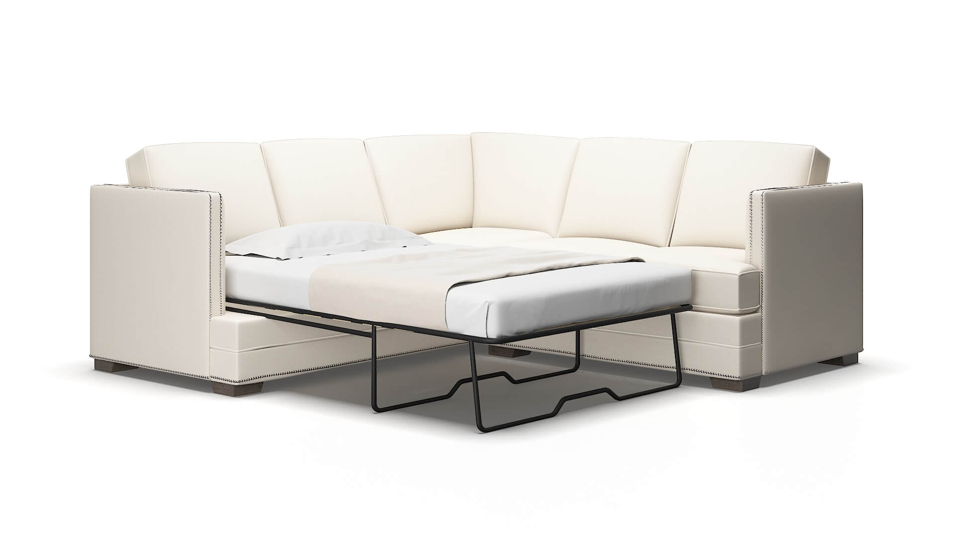 Riga Blanche Milky Sectional Sleeper Espresso legs 2