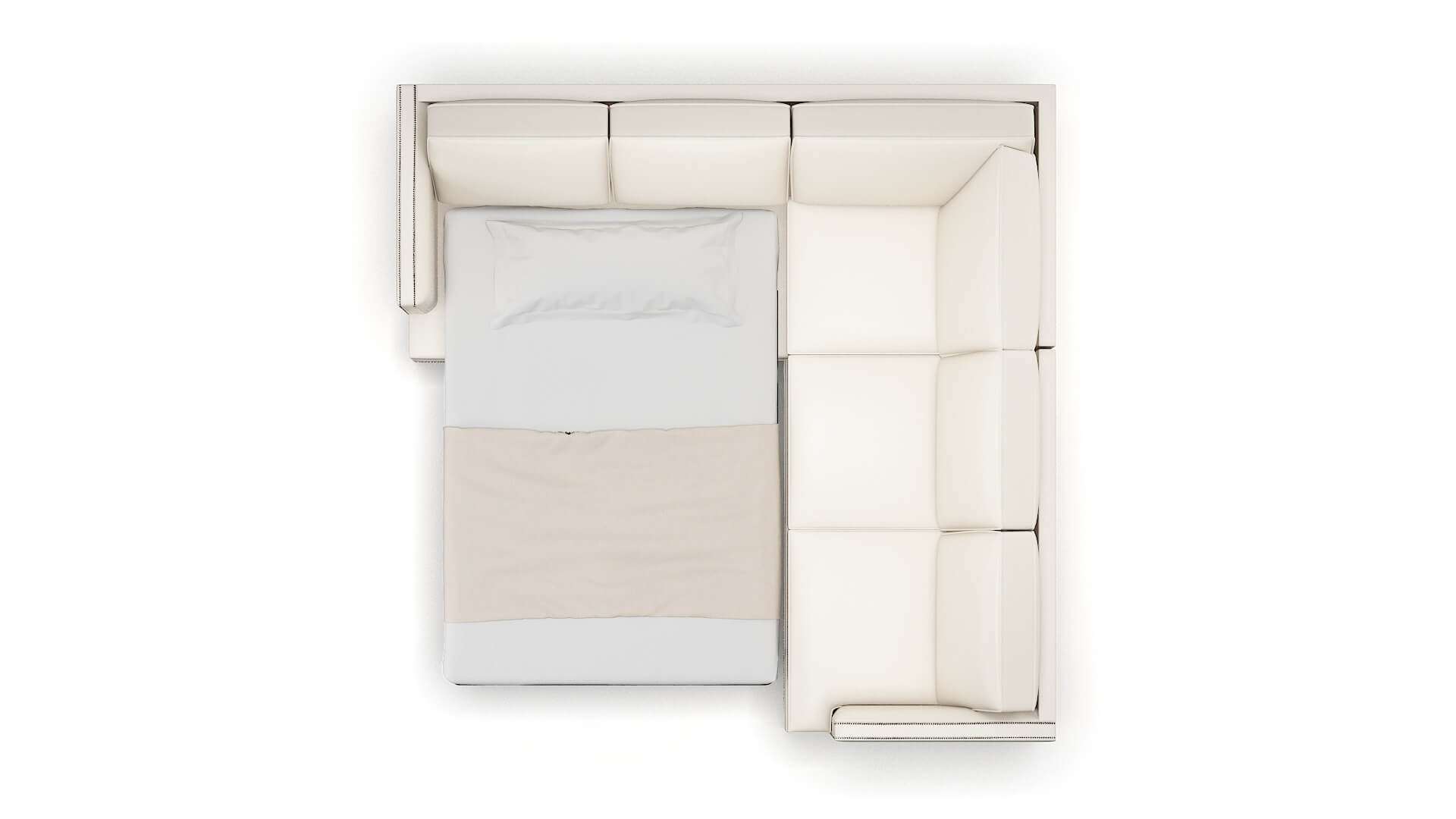 Riga Blanche Milky Sectional Sleeper Espresso legs 3