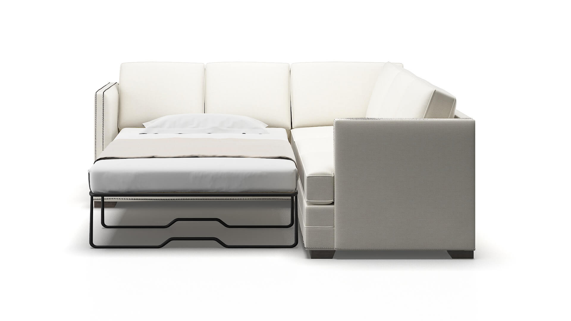 Riga Catalina Ivory Sectional Sleeper Espresso legs 1