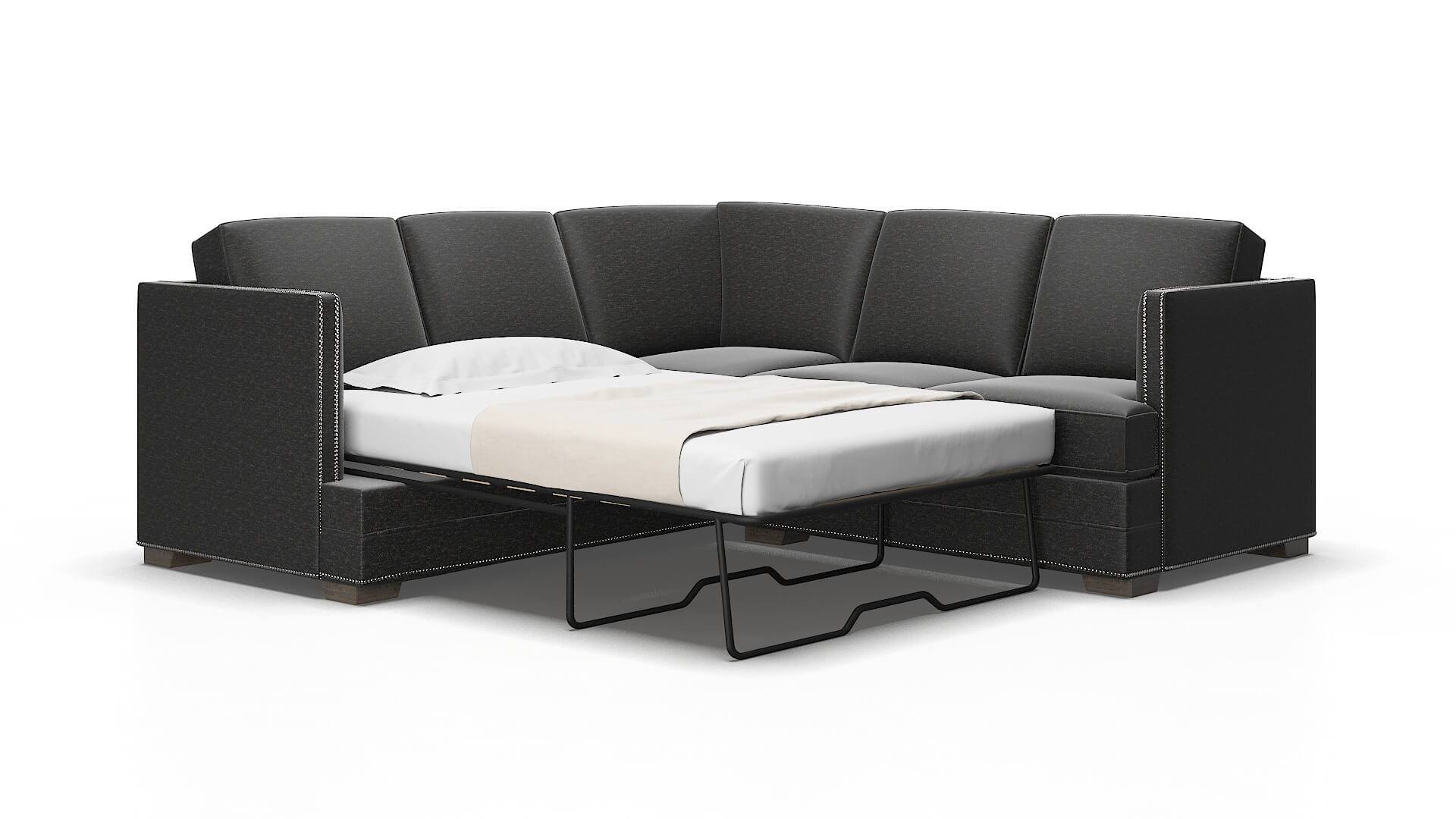 Riga Chance denim Sectional sleeper Espresso Legs  2