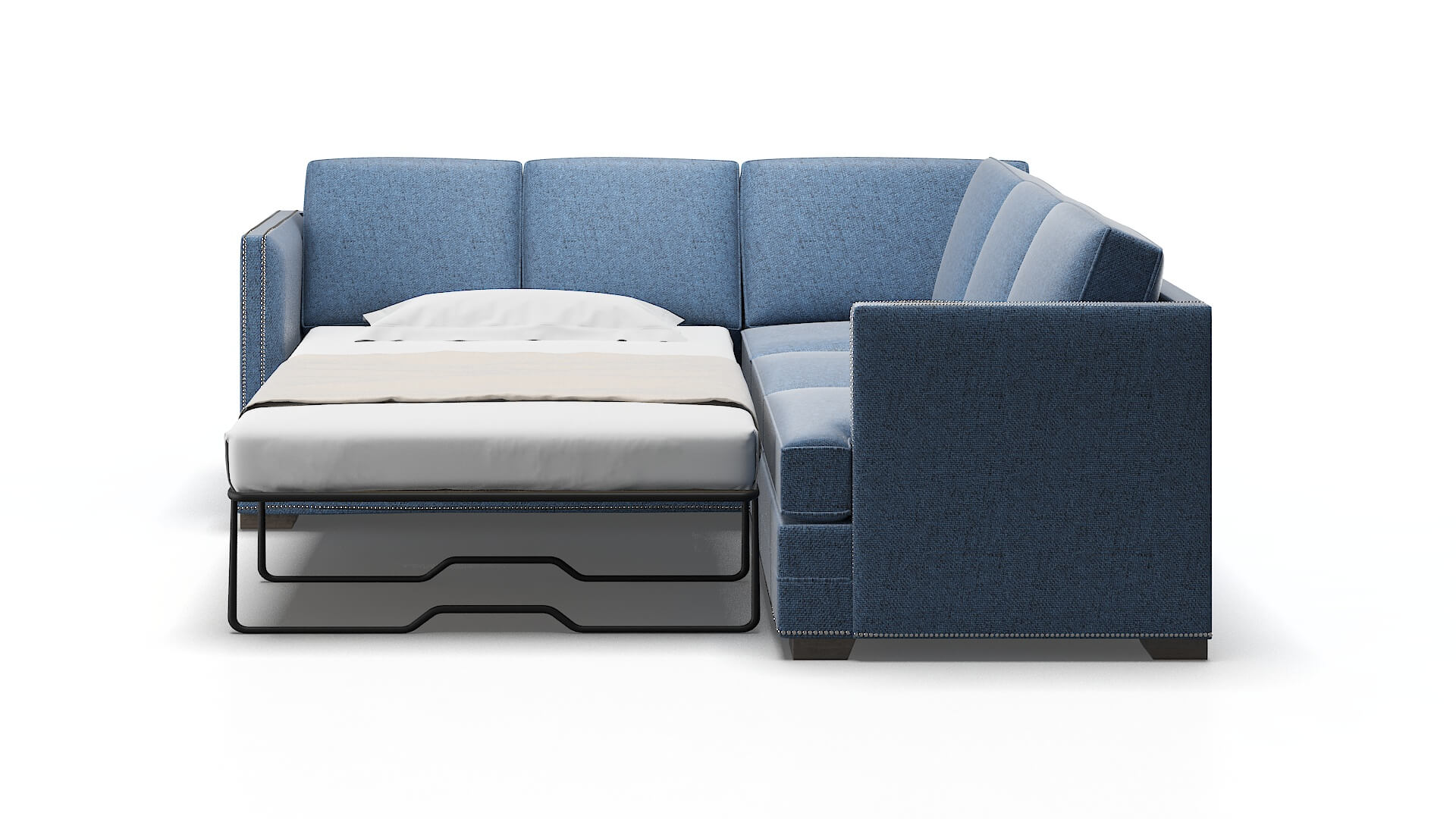 Riga Clyde Deep_ocean Sectional Sleeper Espresso legs 1